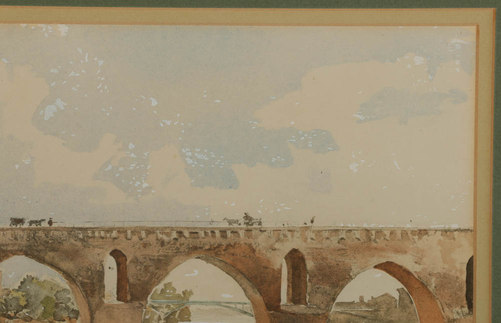 Watercolor Painting on Paper of a Viaduct