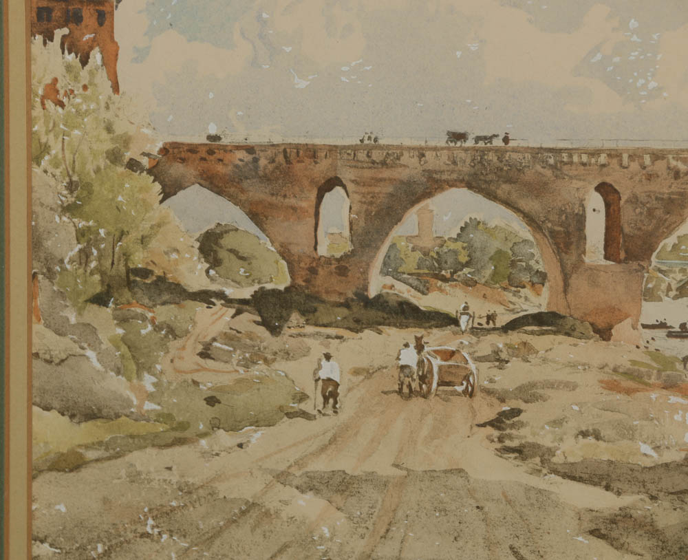 Watercolor Painting on Paper of a Viaduct