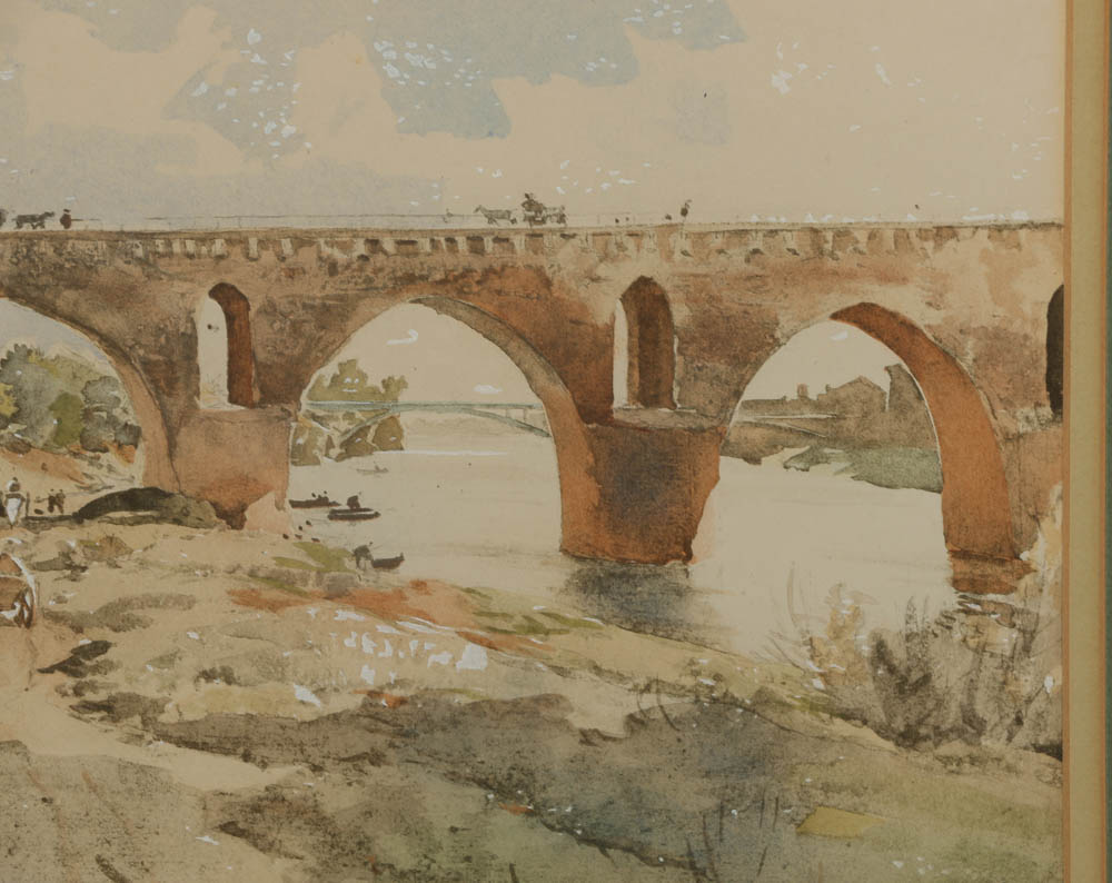 Watercolor Painting on Paper of a Viaduct