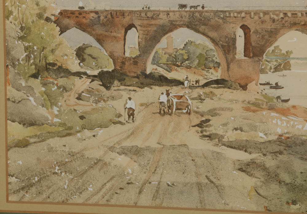 Watercolor Painting on Paper of a Viaduct