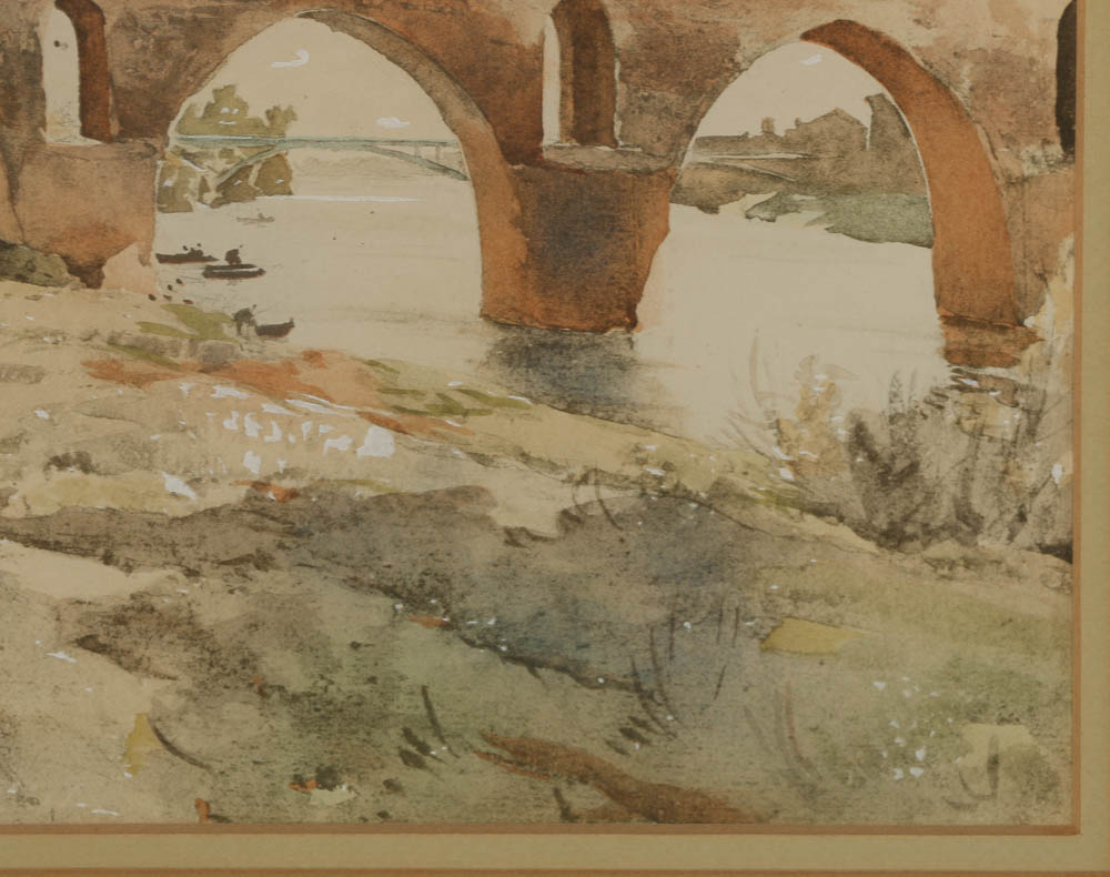 Watercolor Painting on Paper of a Viaduct