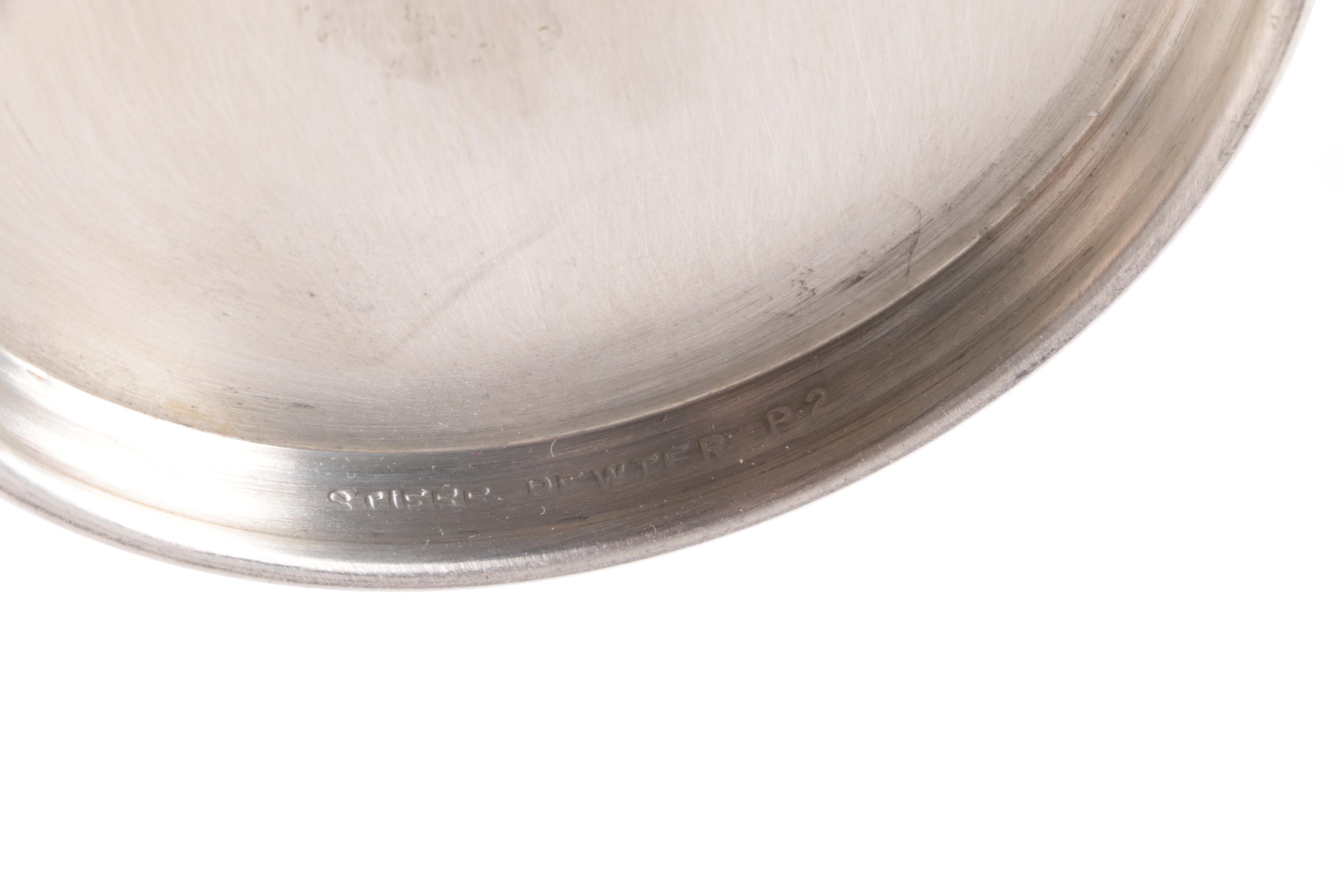 Stieff Pewter Coffee Service and Web Silver "Early American" Candlestick Holder