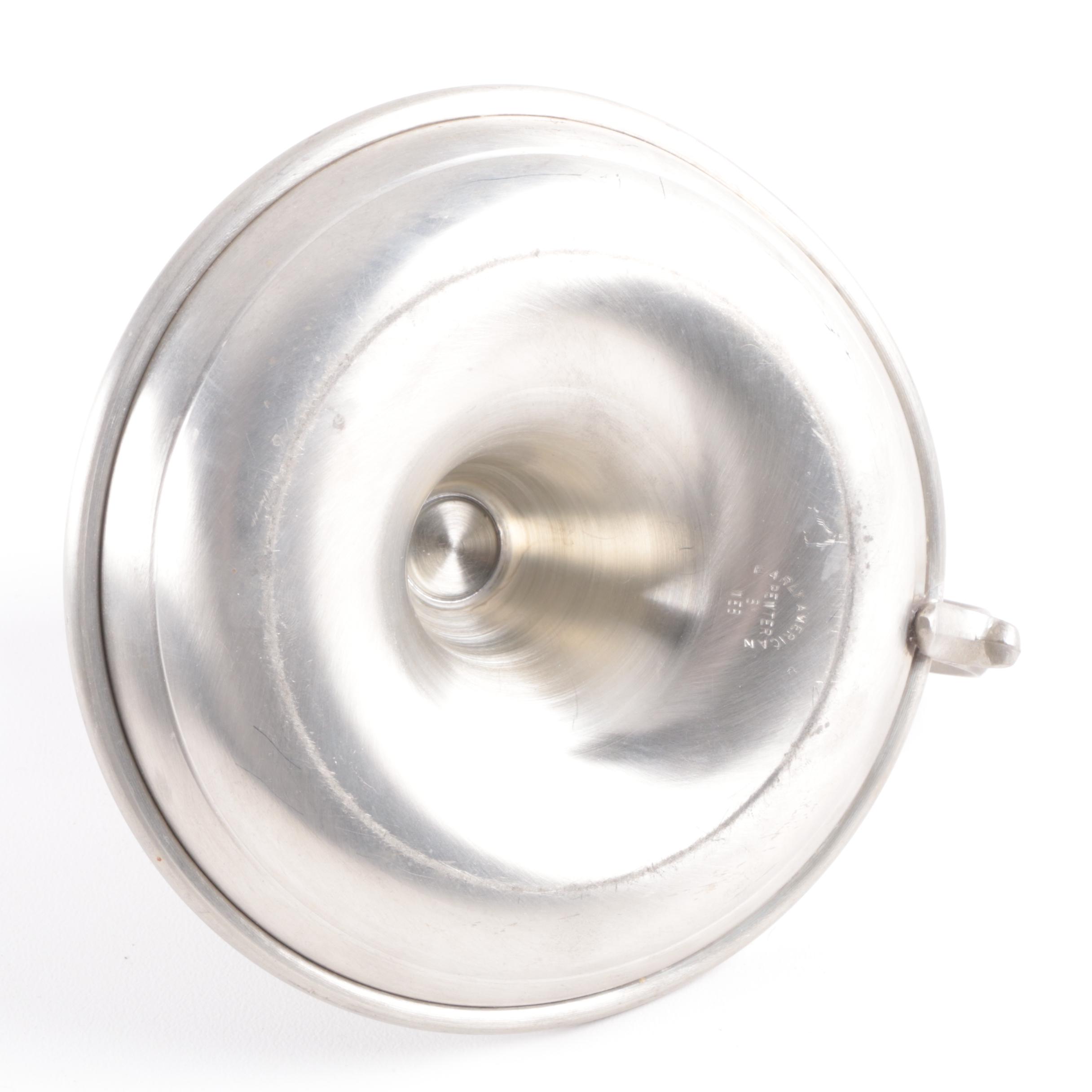 Stieff Pewter Coffee Service and Web Silver "Early American" Candlestick Holder