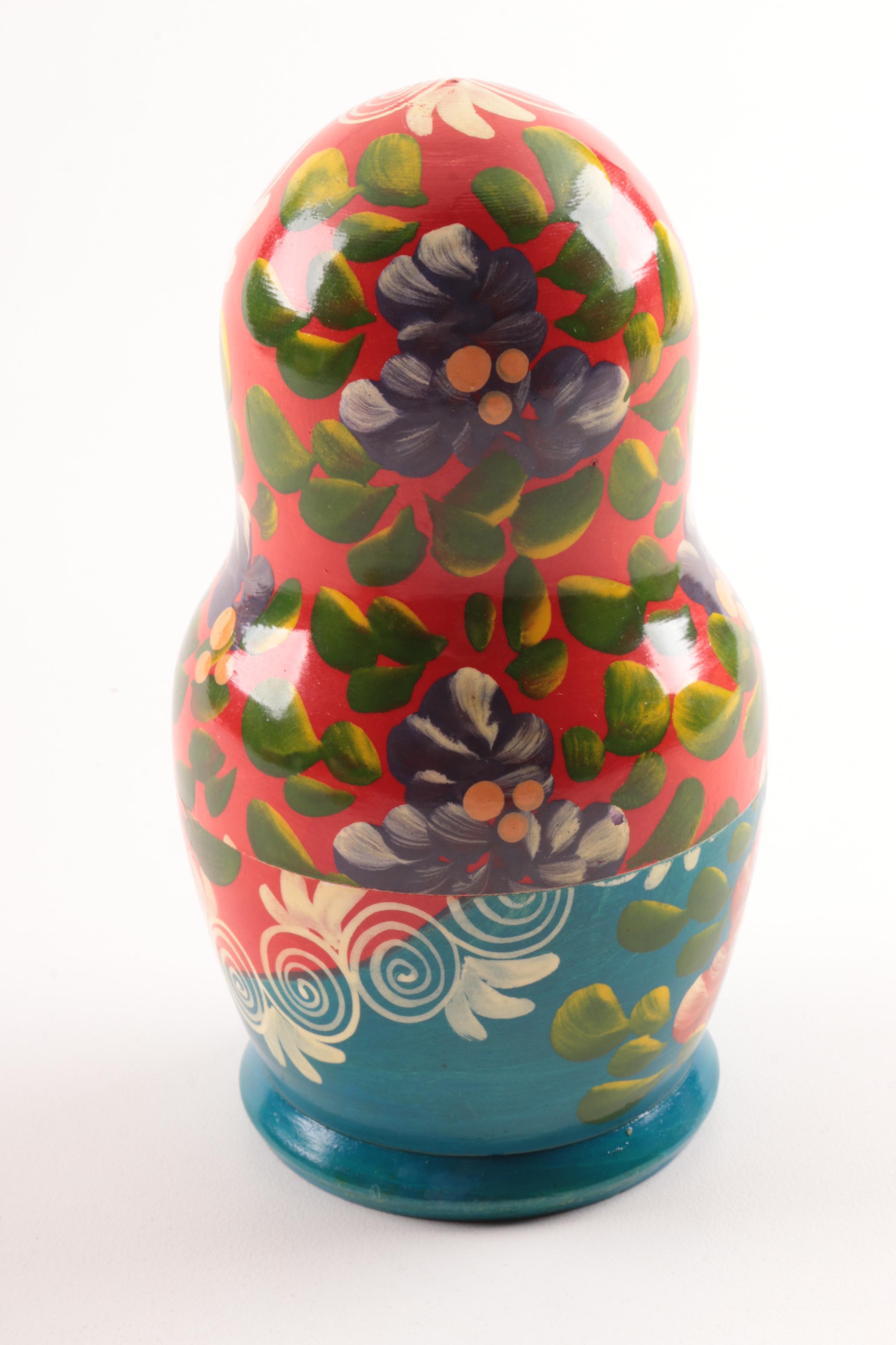 Vintage Hand-Painted and Signed Matryoshka Nesting Doll