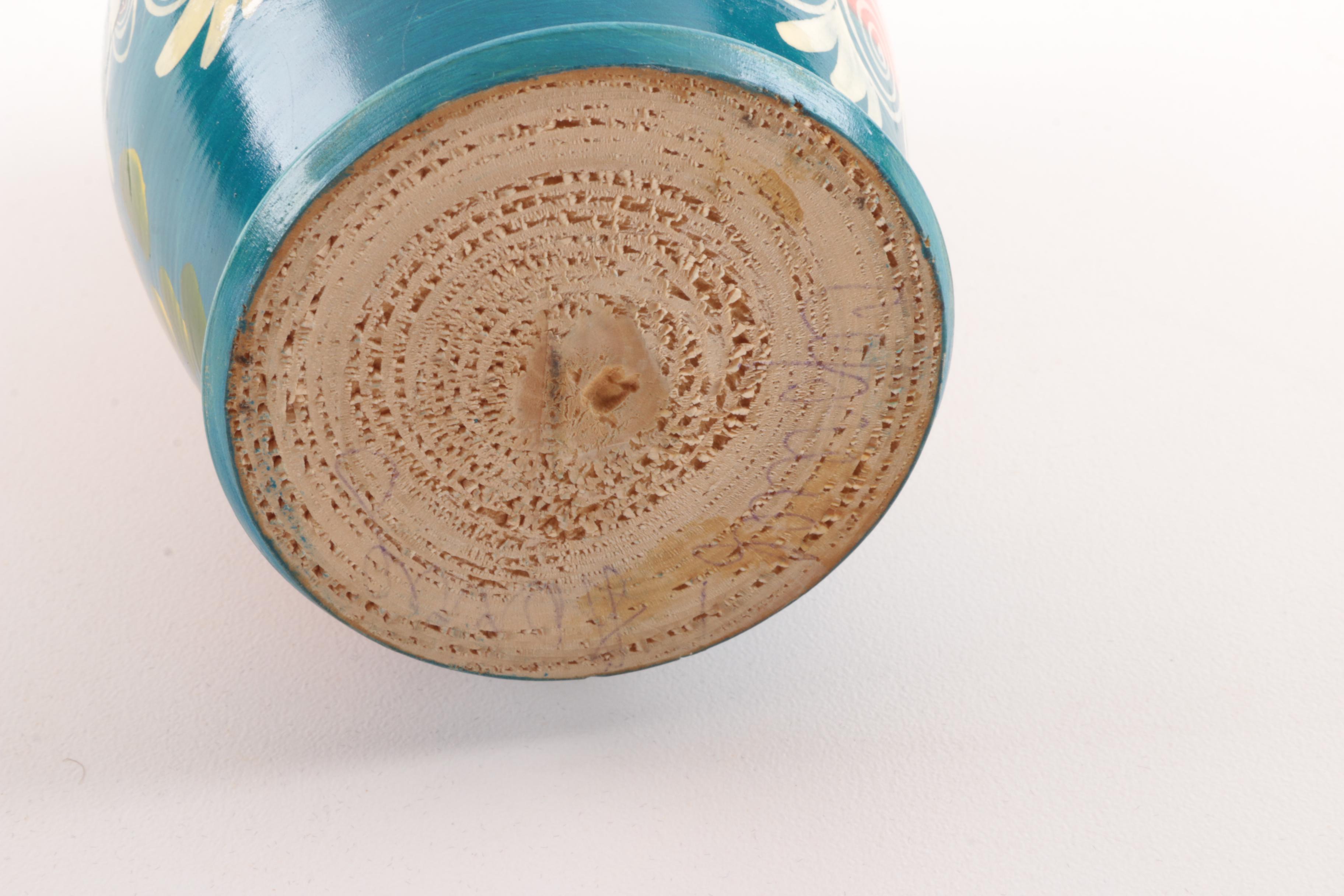 Vintage Hand-Painted and Signed Matryoshka Nesting Doll