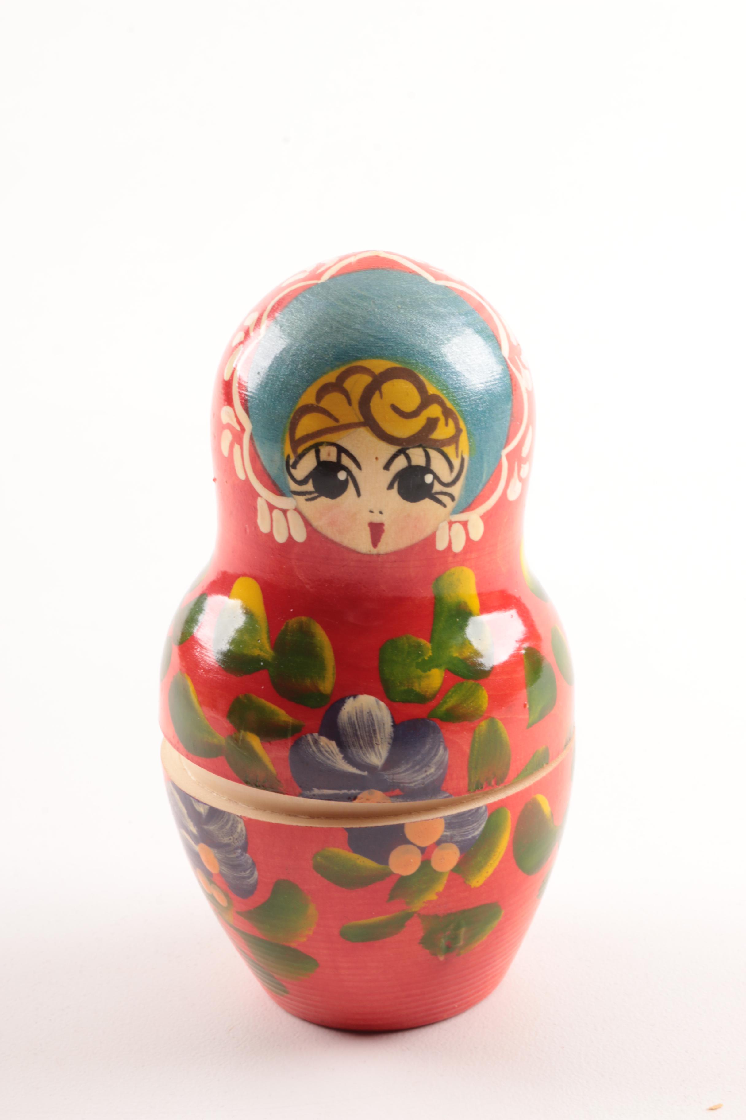 Vintage Hand-Painted and Signed Matryoshka Nesting Doll