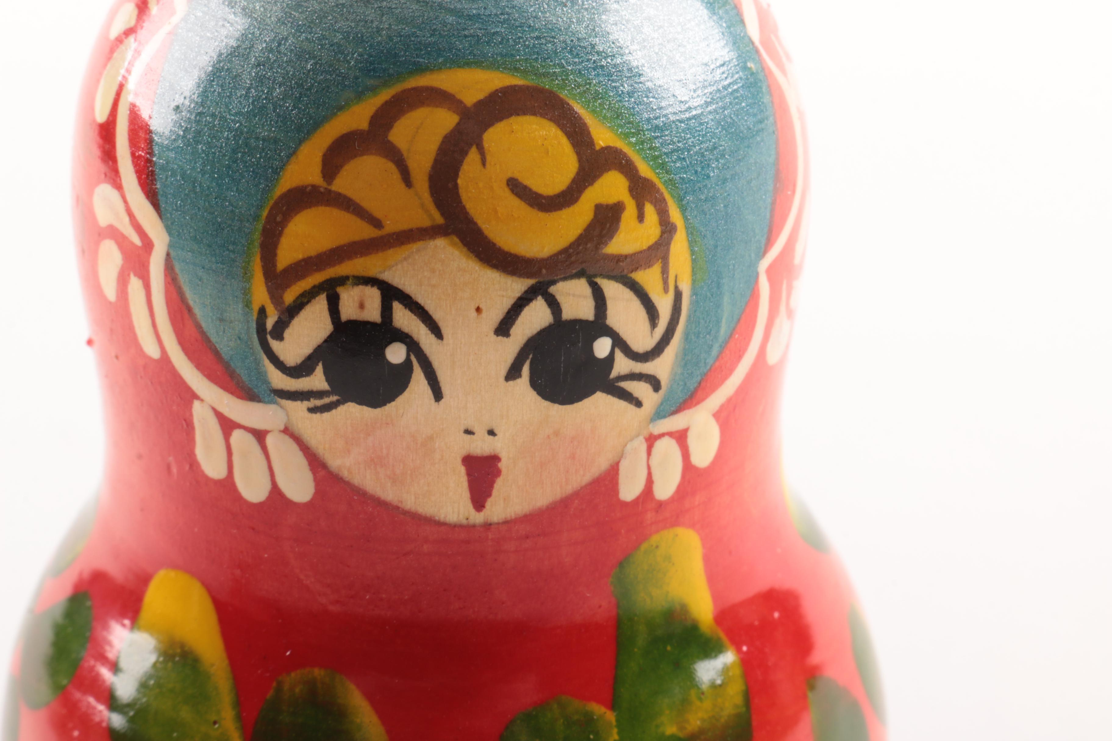 Vintage Hand-Painted and Signed Matryoshka Nesting Doll