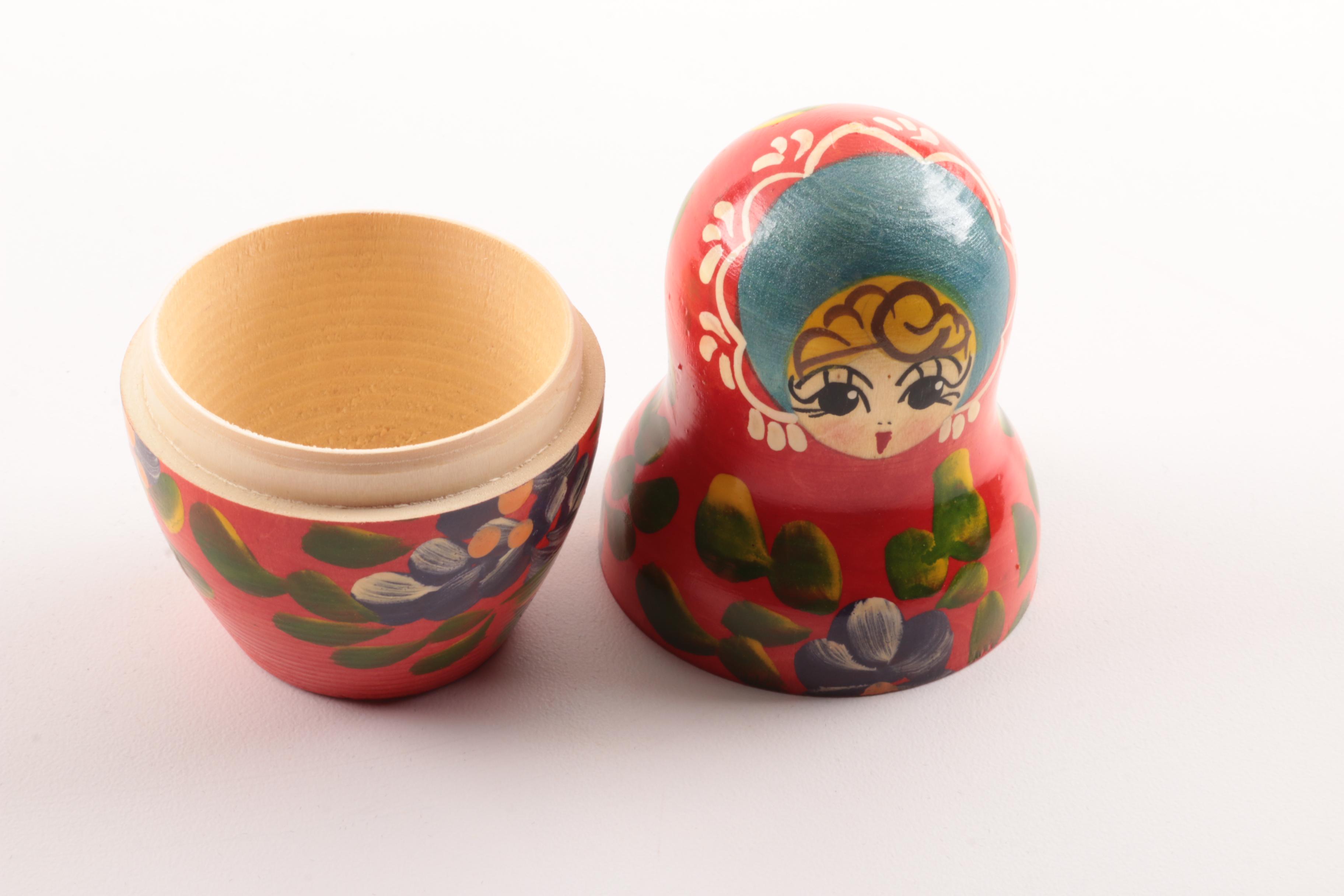 Vintage Hand-Painted and Signed Matryoshka Nesting Doll