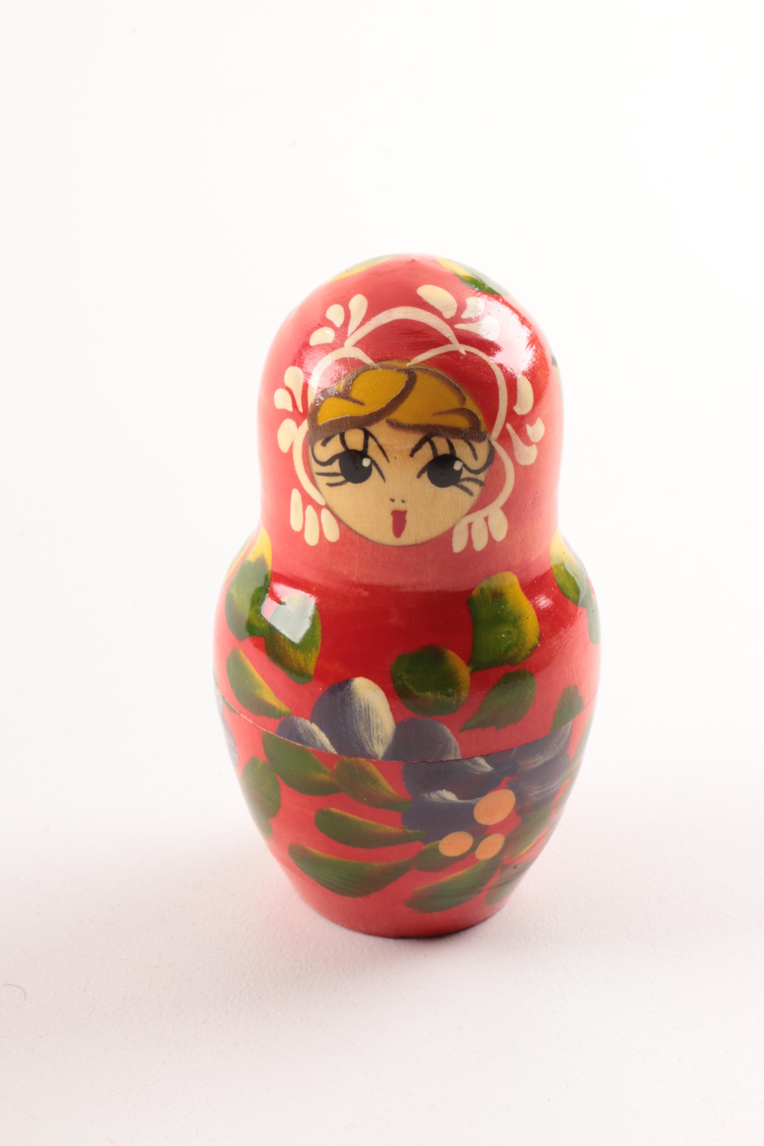 Vintage Hand-Painted and Signed Matryoshka Nesting Doll