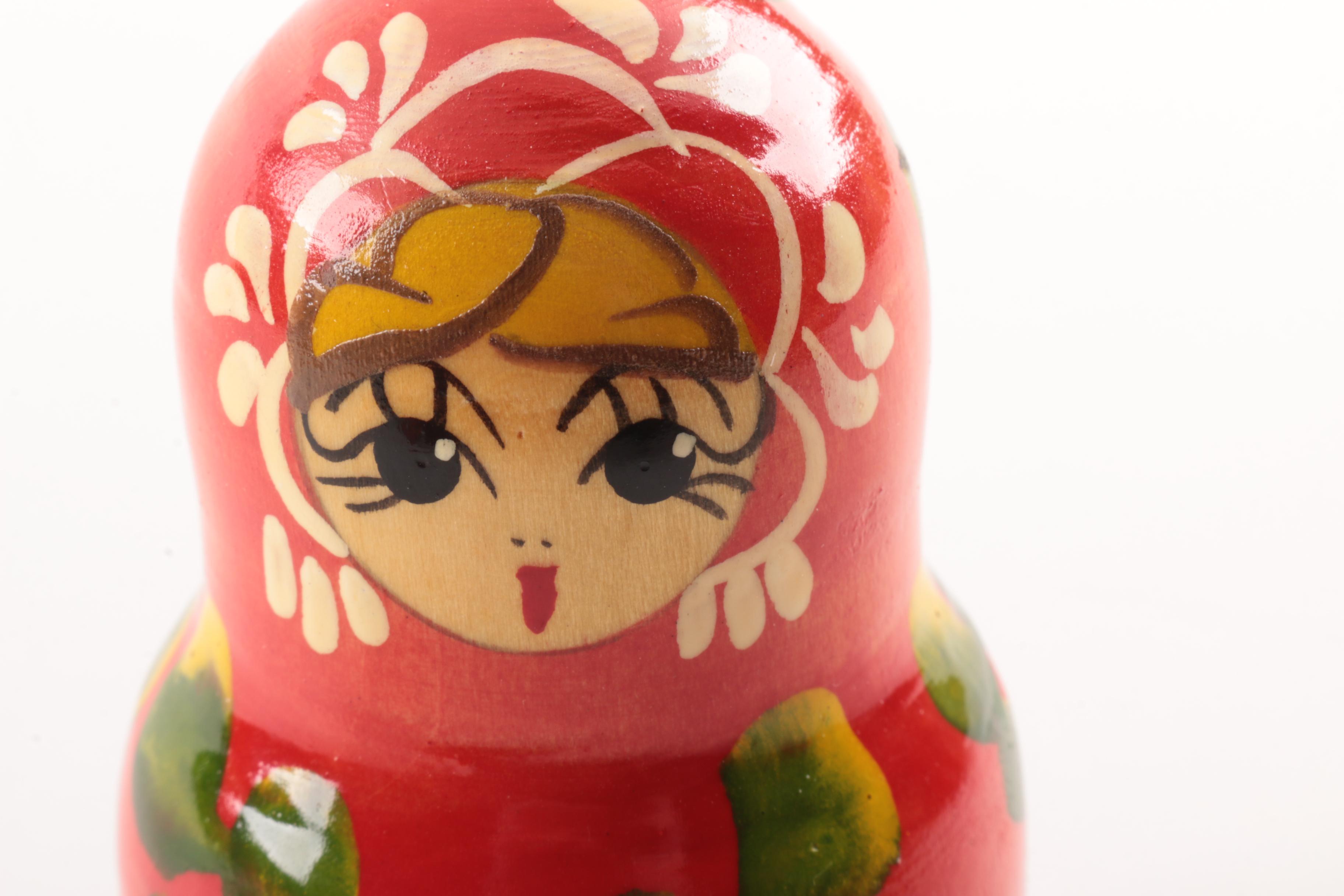 Vintage Hand-Painted and Signed Matryoshka Nesting Doll