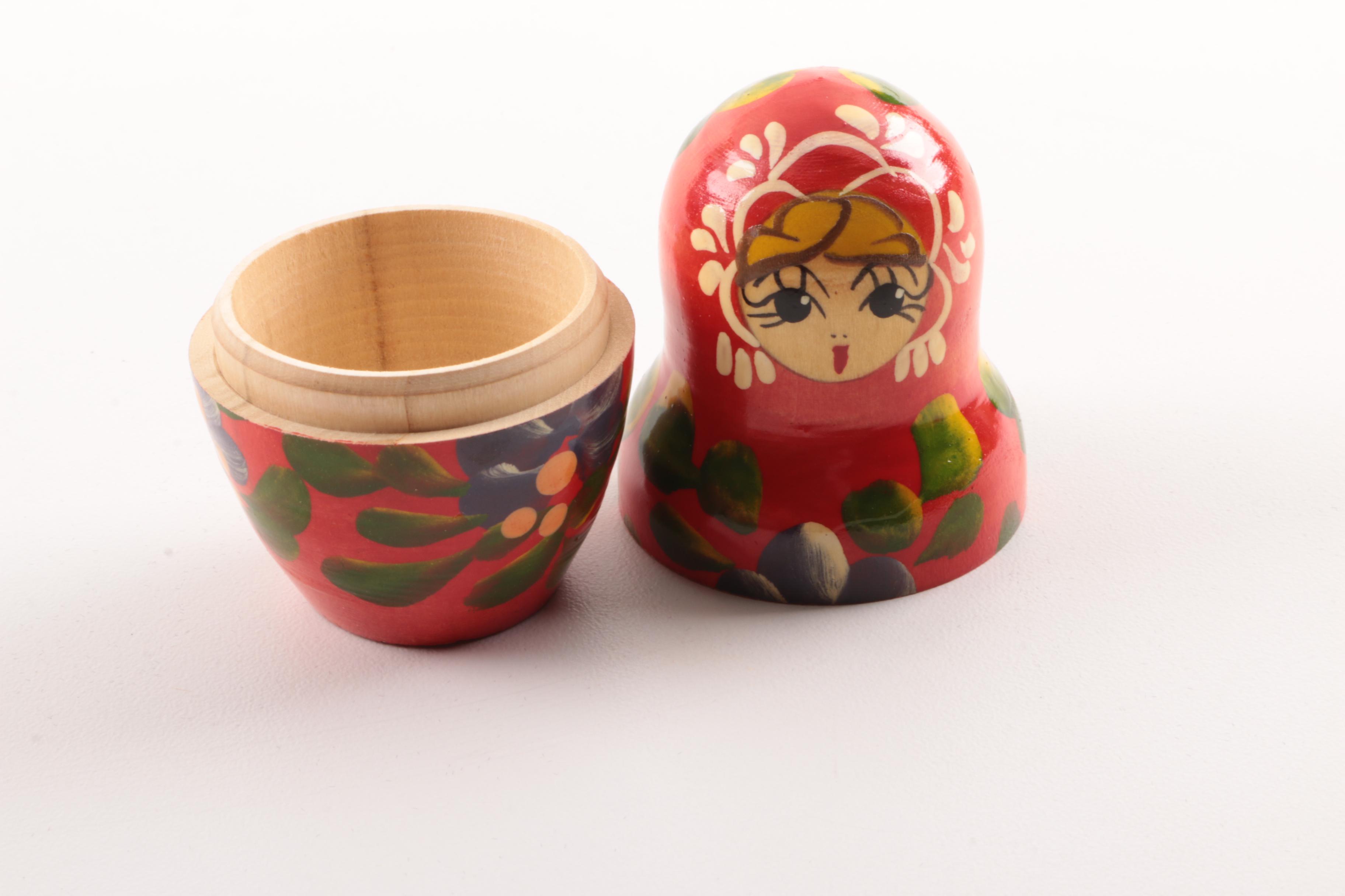 Vintage Hand-Painted and Signed Matryoshka Nesting Doll