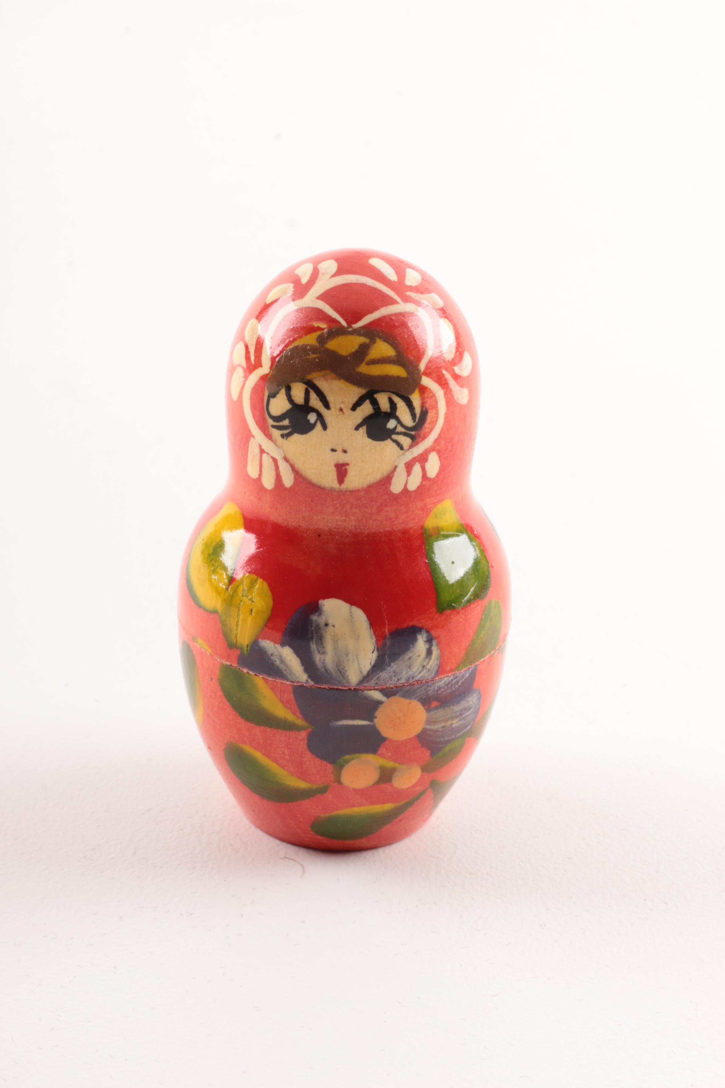Vintage Hand-Painted and Signed Matryoshka Nesting Doll