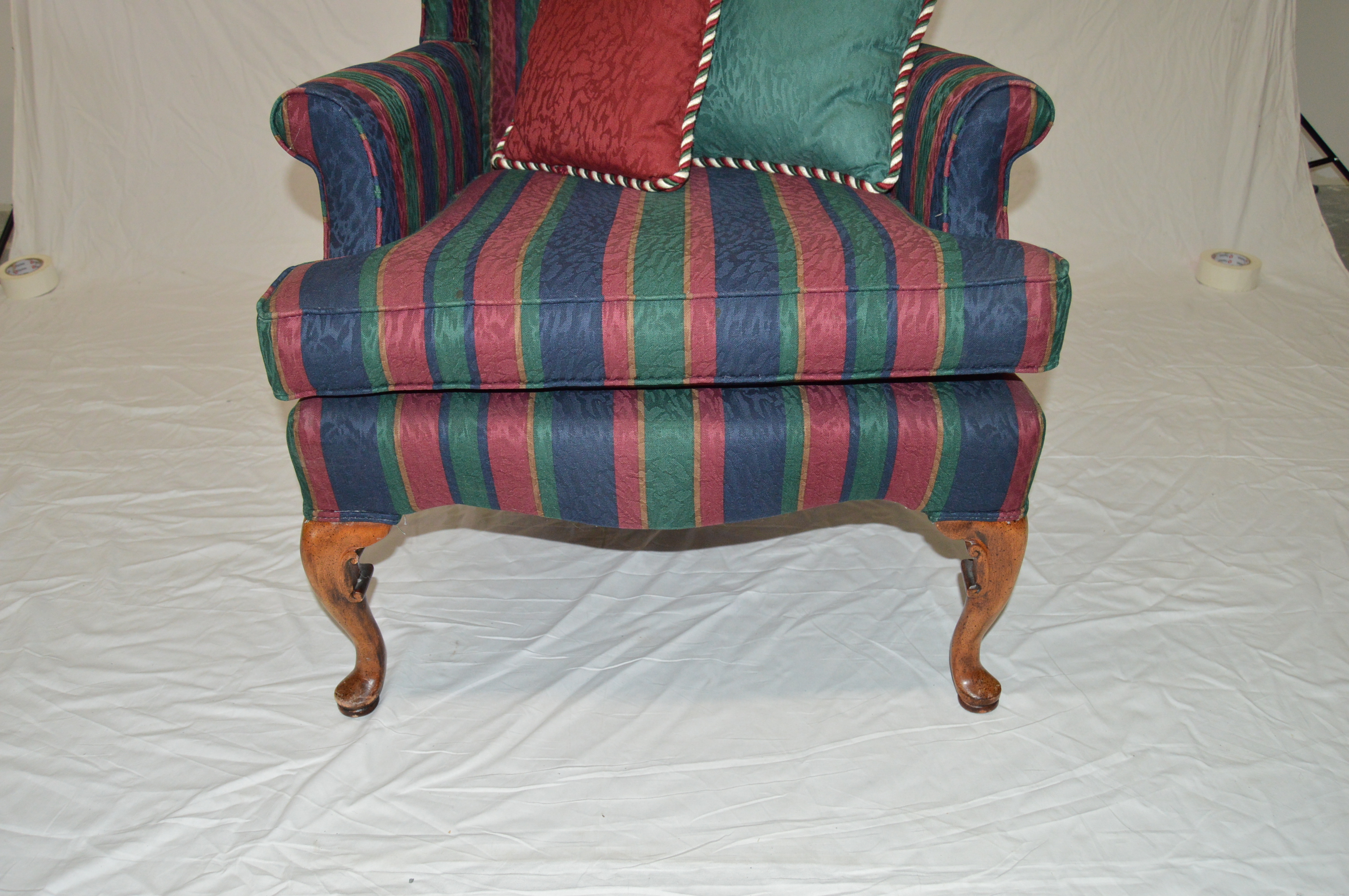 Striped Wingback Chairs