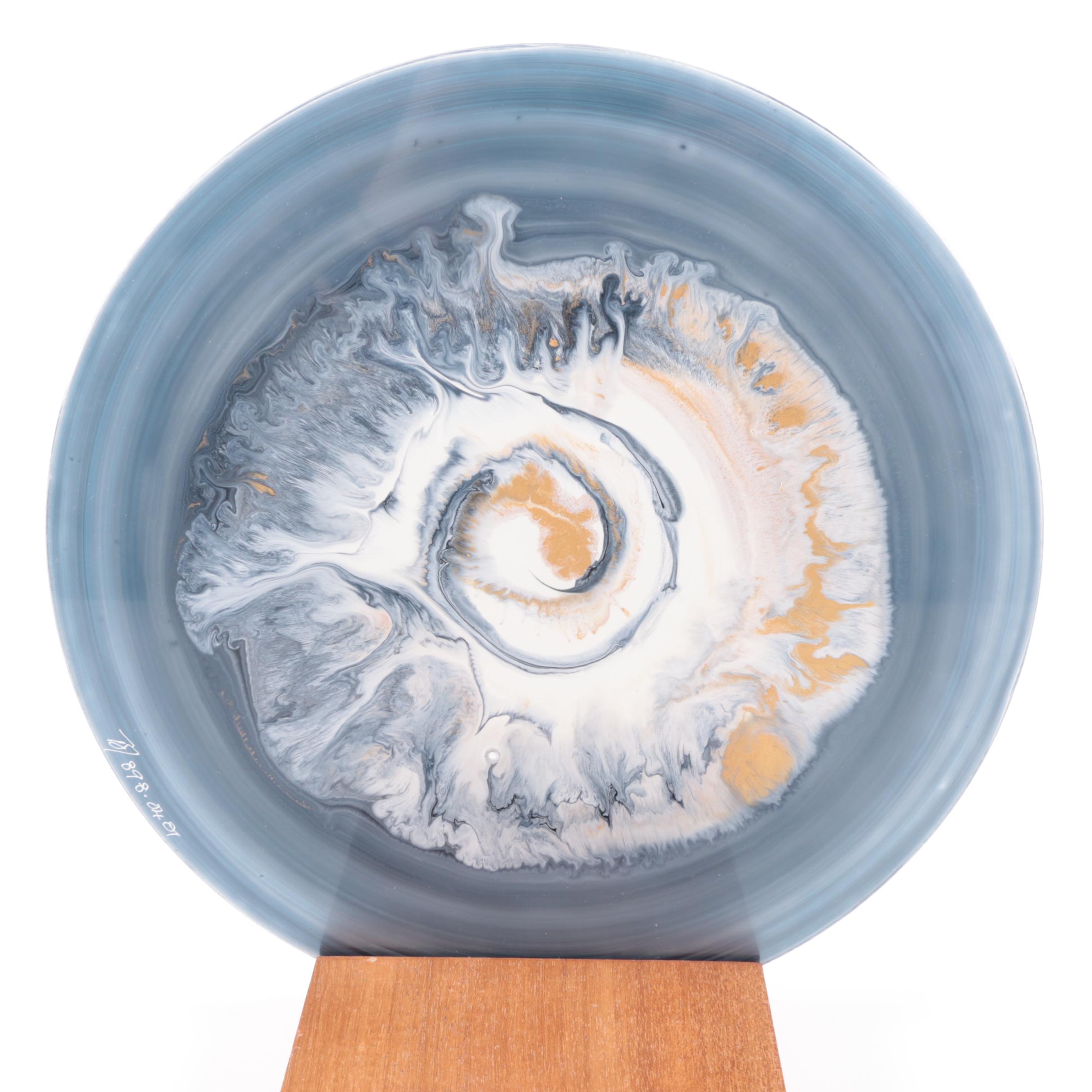 Artist Signed Hand Painted Glass and Wire Tree Sculpture