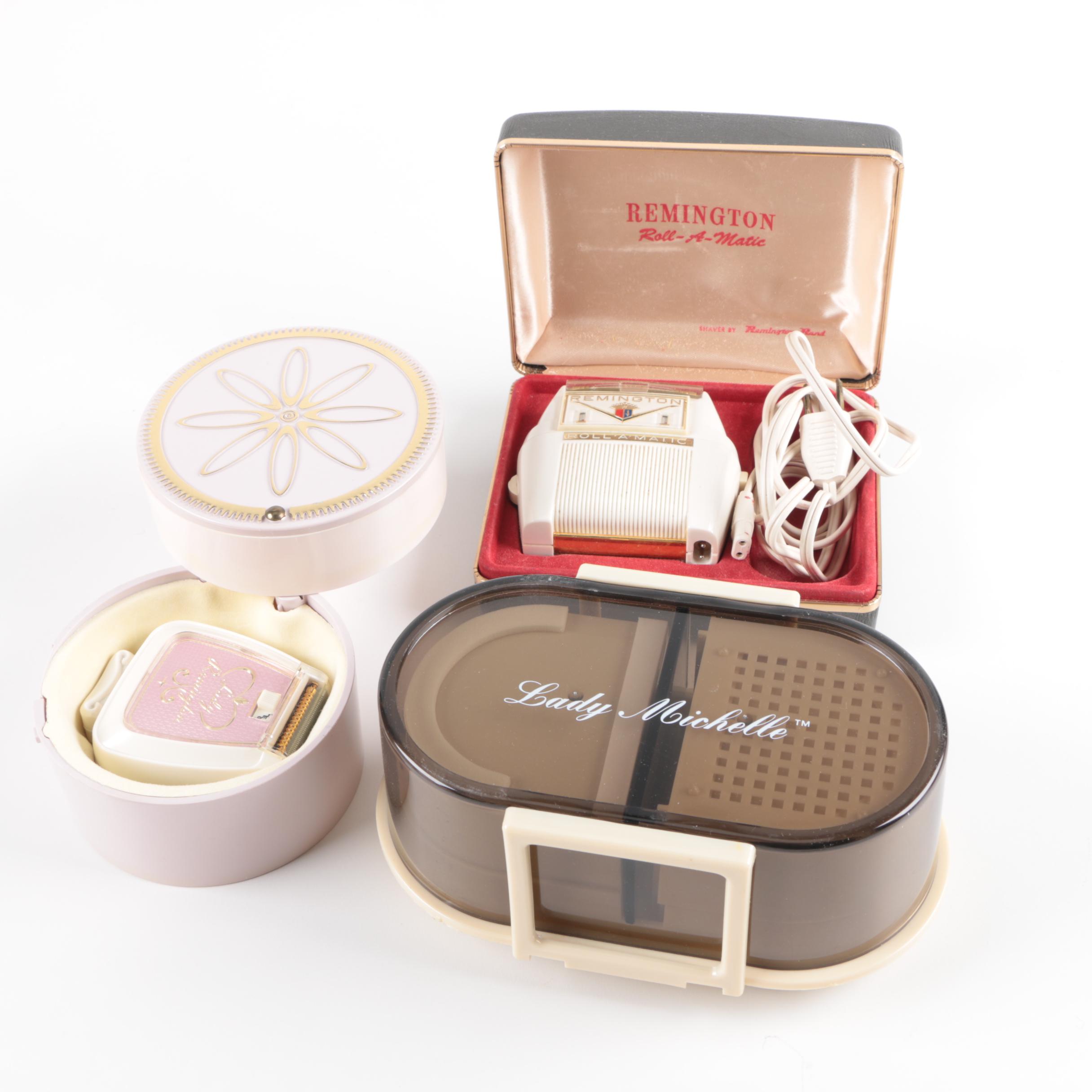 Vintage Remington Electric Shavers with Lady Michelle Jewelry Cleaner