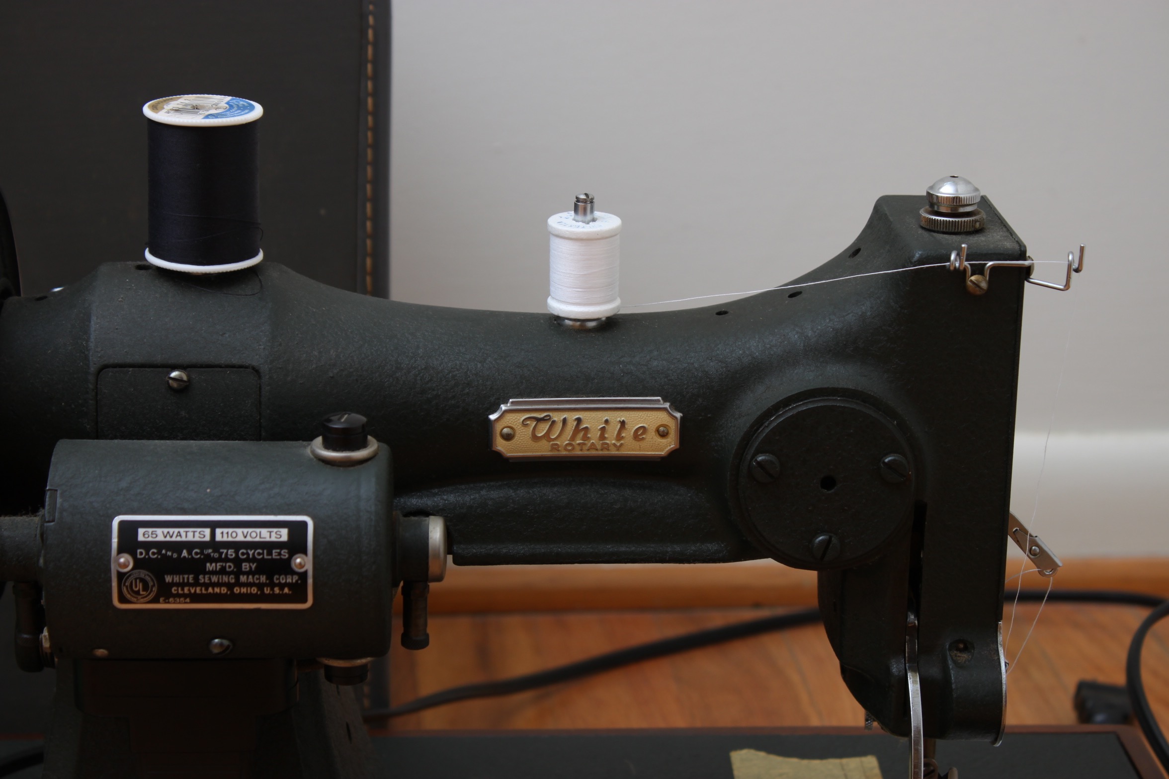 Vintage White Rotary Sewing Machine with Case