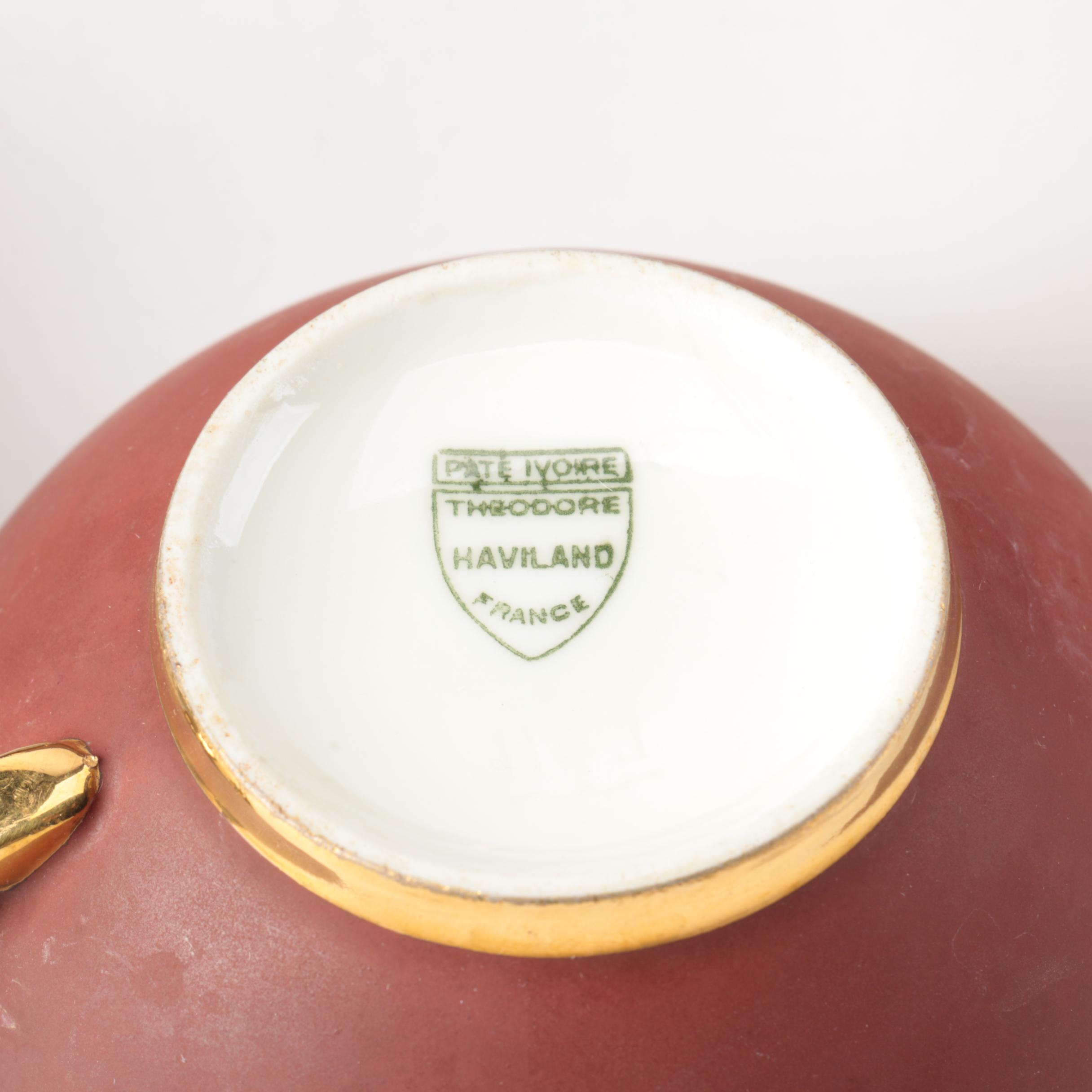 Vintage Gilded Porcelain Pate Ivoire Theodore Haviland Teacups and Serveware