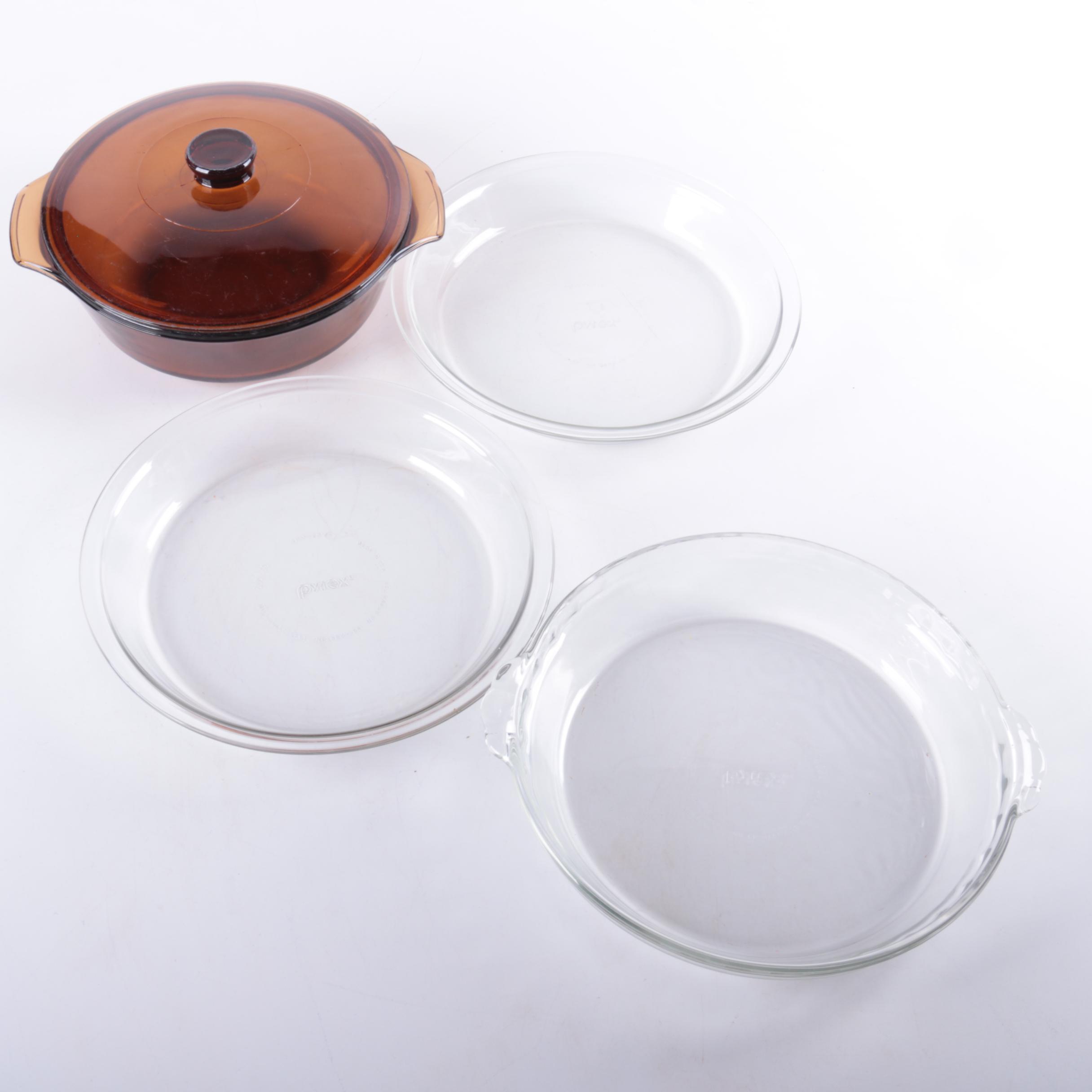 Vintage Pyrex and Anchor Hocking "Harvest Amber" Glass Covered Casserole