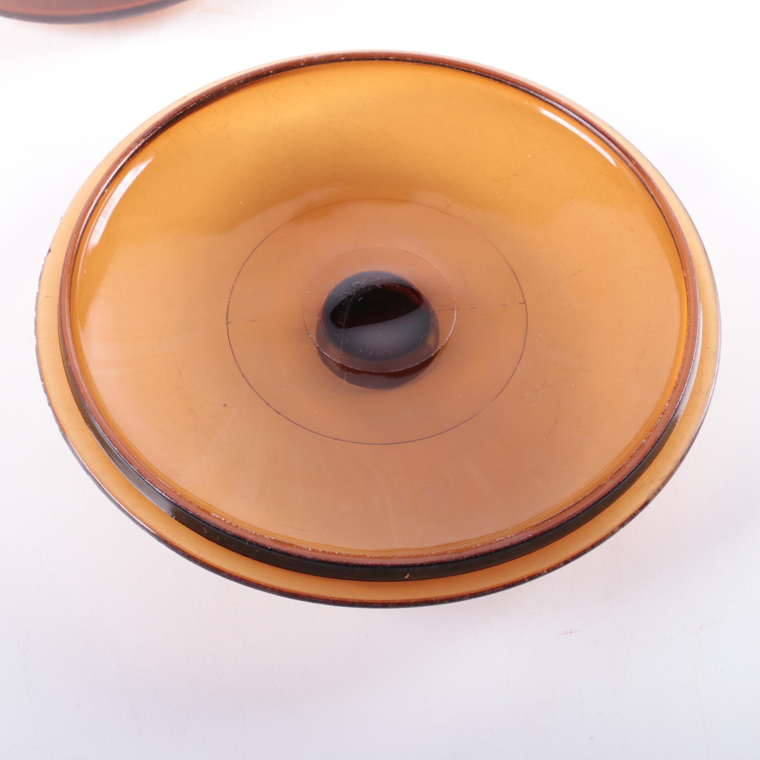 Vintage Pyrex and Anchor Hocking "Harvest Amber" Glass Covered Casserole