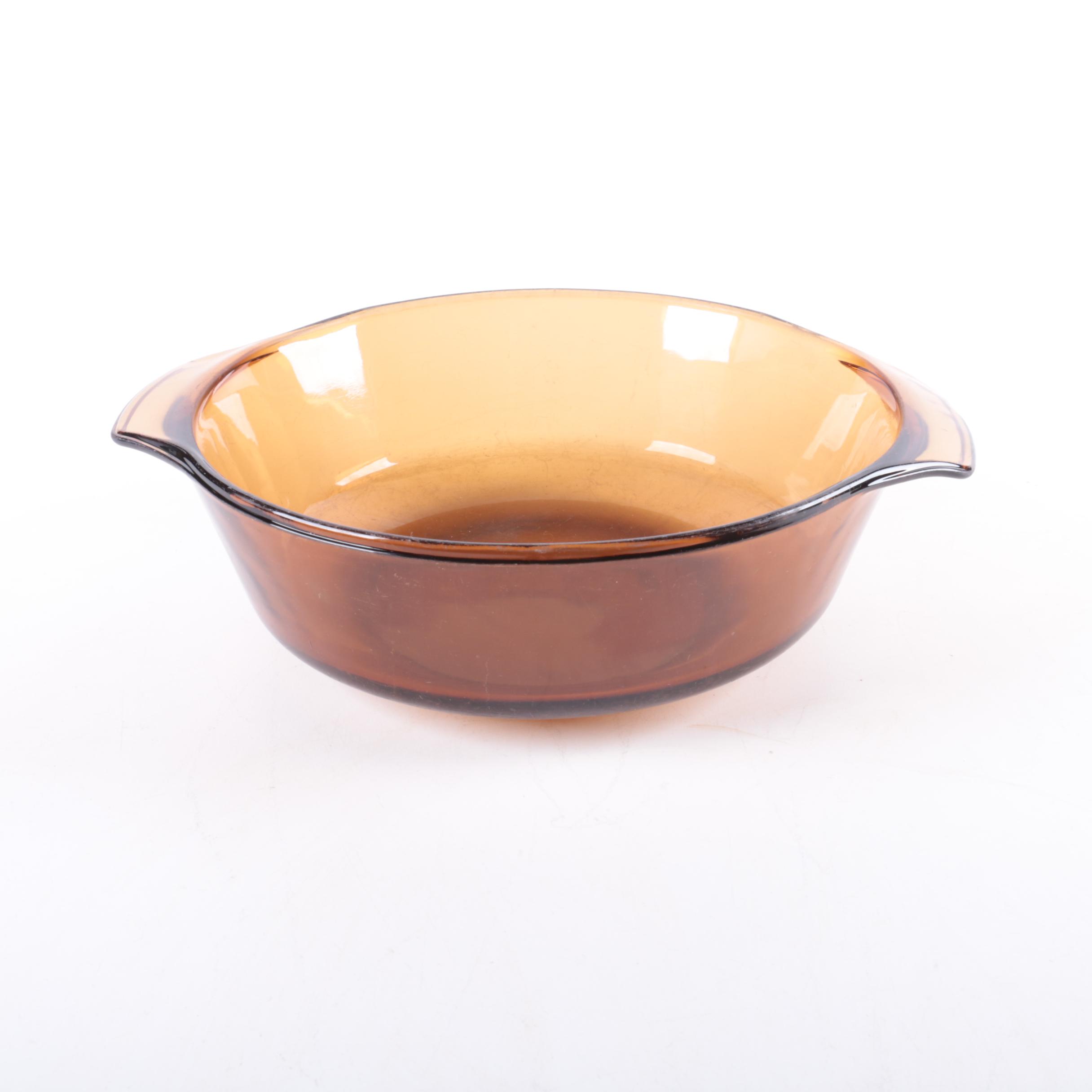 Vintage Pyrex and Anchor Hocking "Harvest Amber" Glass Covered Casserole