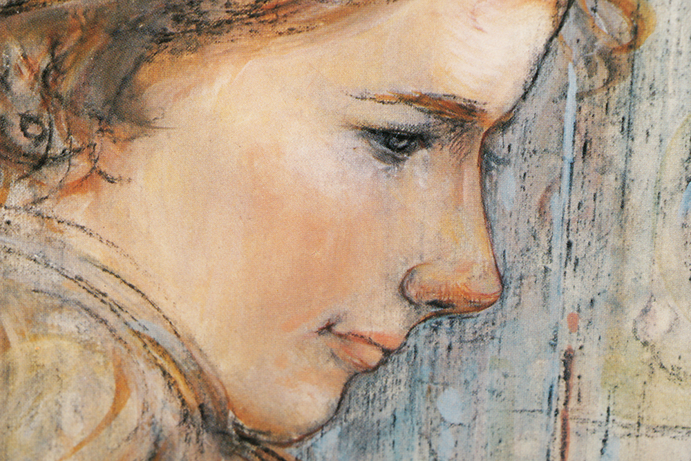 Offset Lithograph After Edna Hibel's "Luba and Stefan"