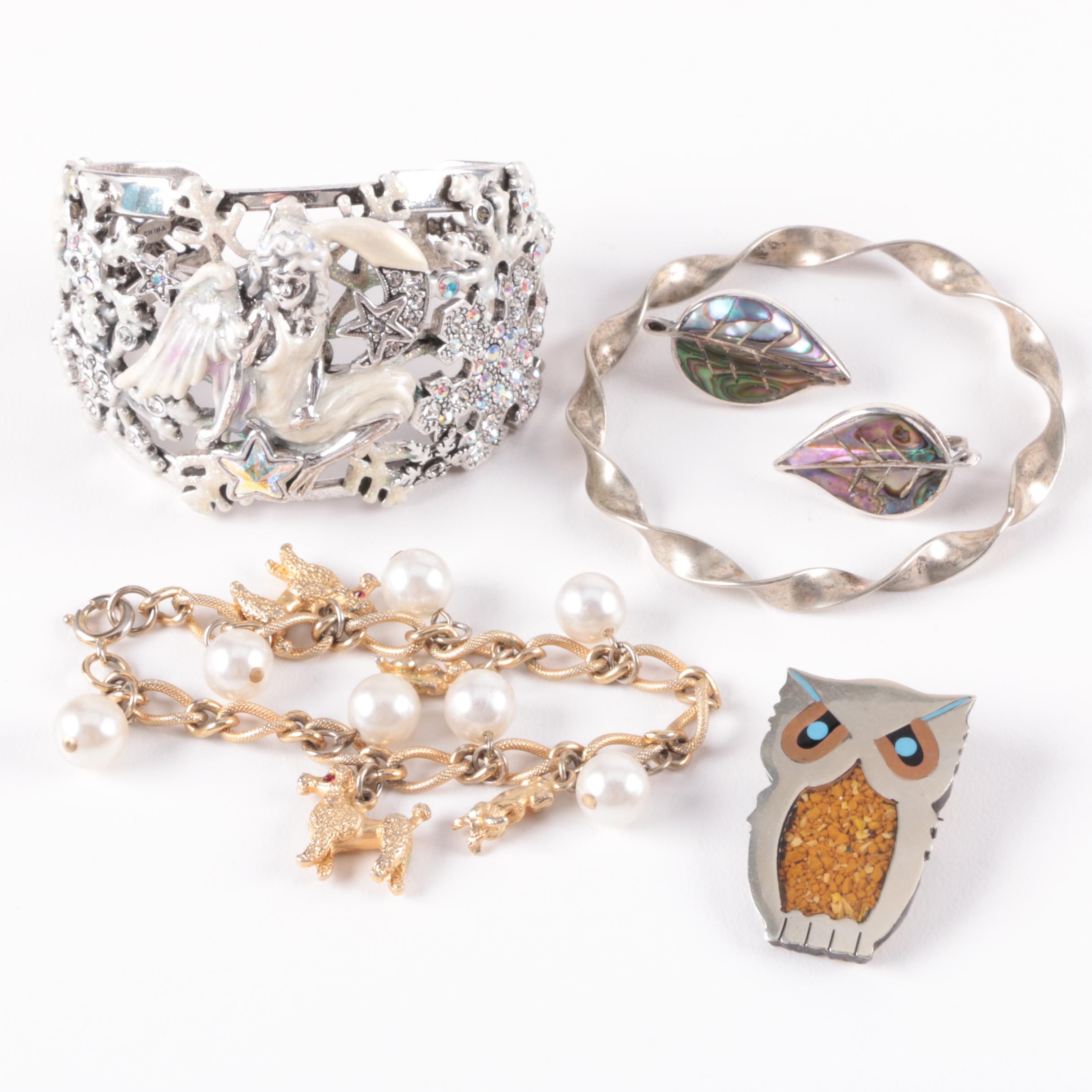 Jewelry Featuring Kirks Folly Cuff and Mexican Abalone Inlay Earrings