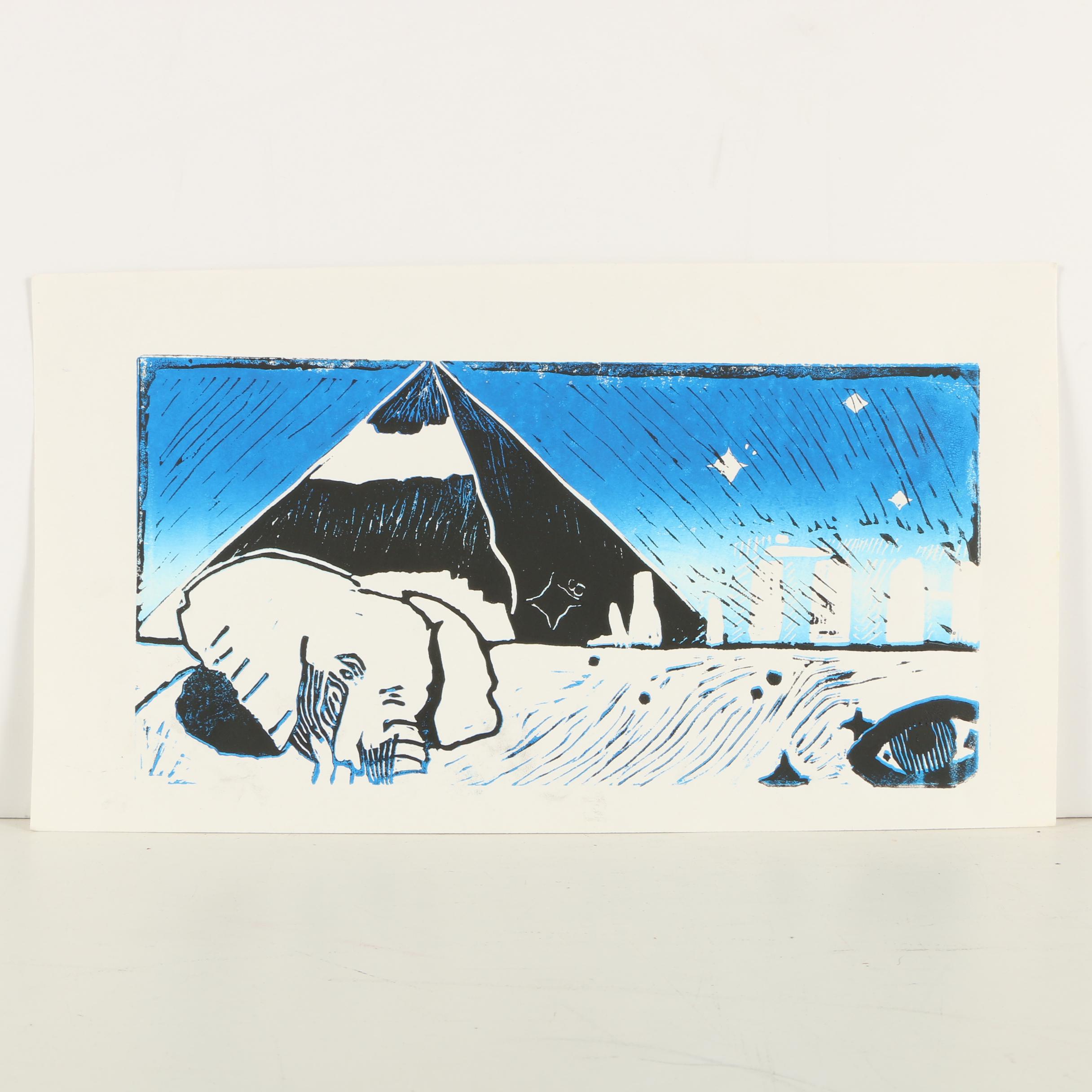Abstract Relief Prints Featuring Elephant