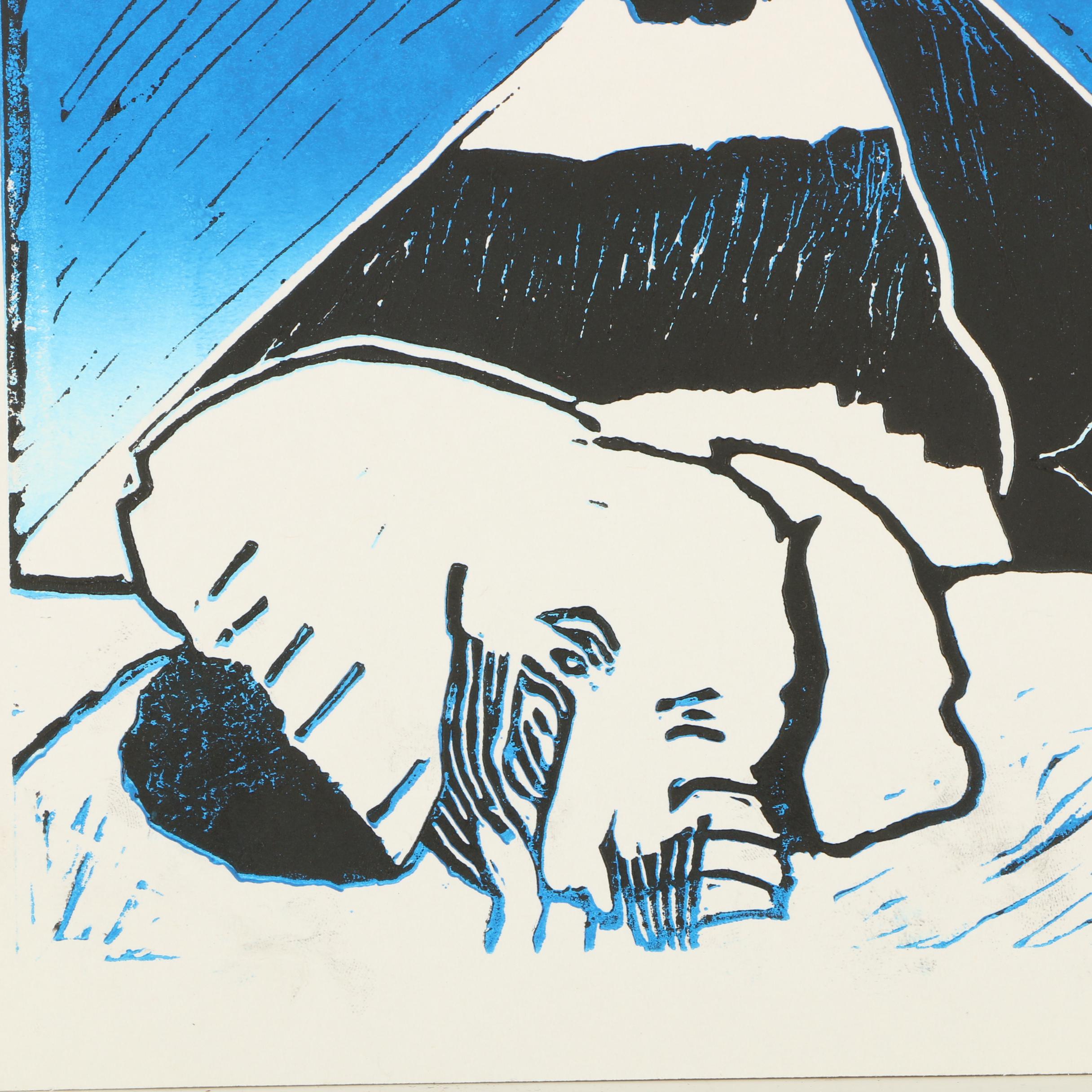 Abstract Relief Prints Featuring Elephant