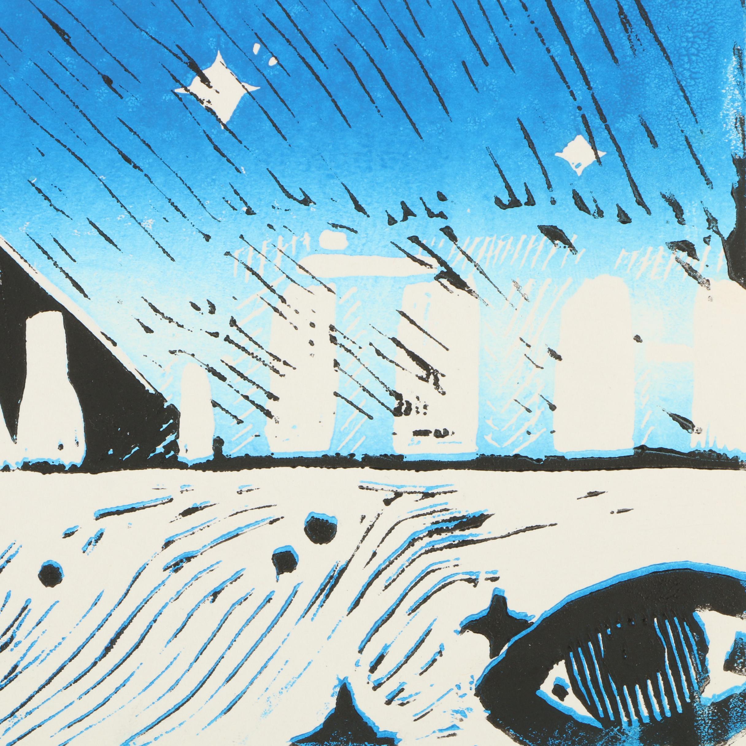 Abstract Relief Prints Featuring Elephant