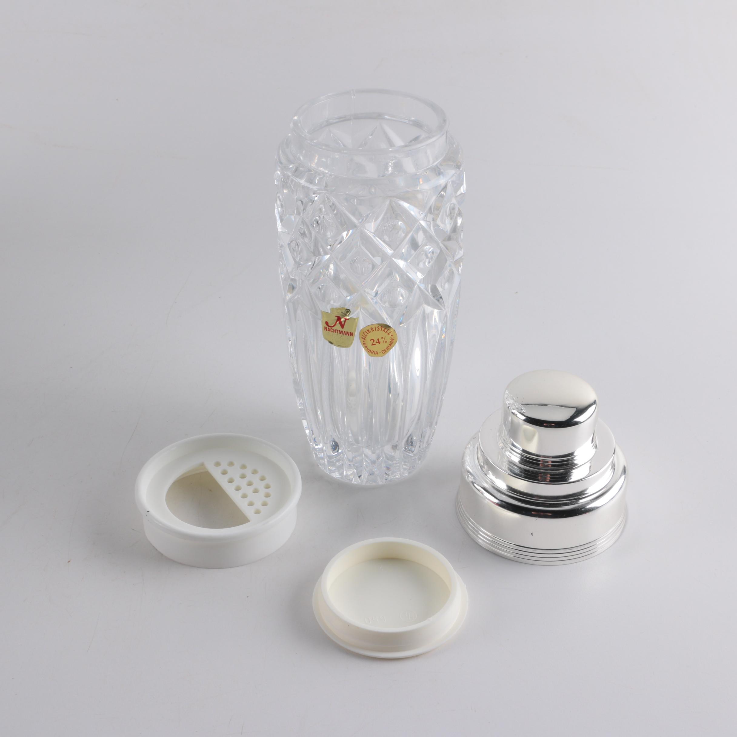 Wm Rogers Silver Plate Champagne Cooler, Nachtmann Crystal and Other Barware