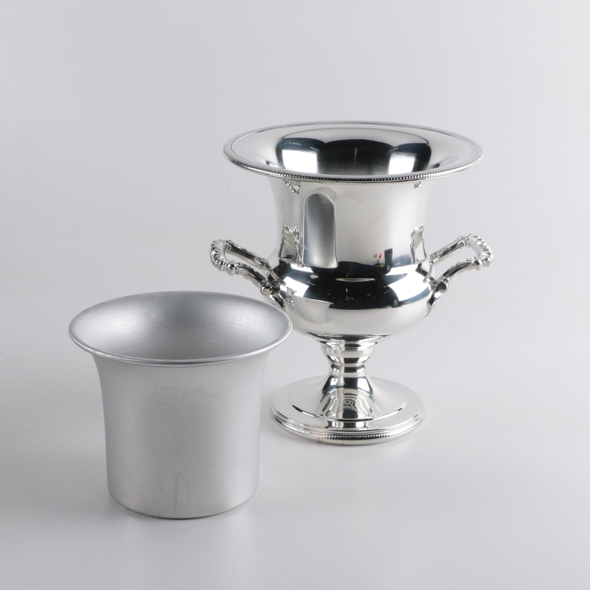 Wm Rogers Silver Plate Champagne Cooler, Nachtmann Crystal and Other Barware