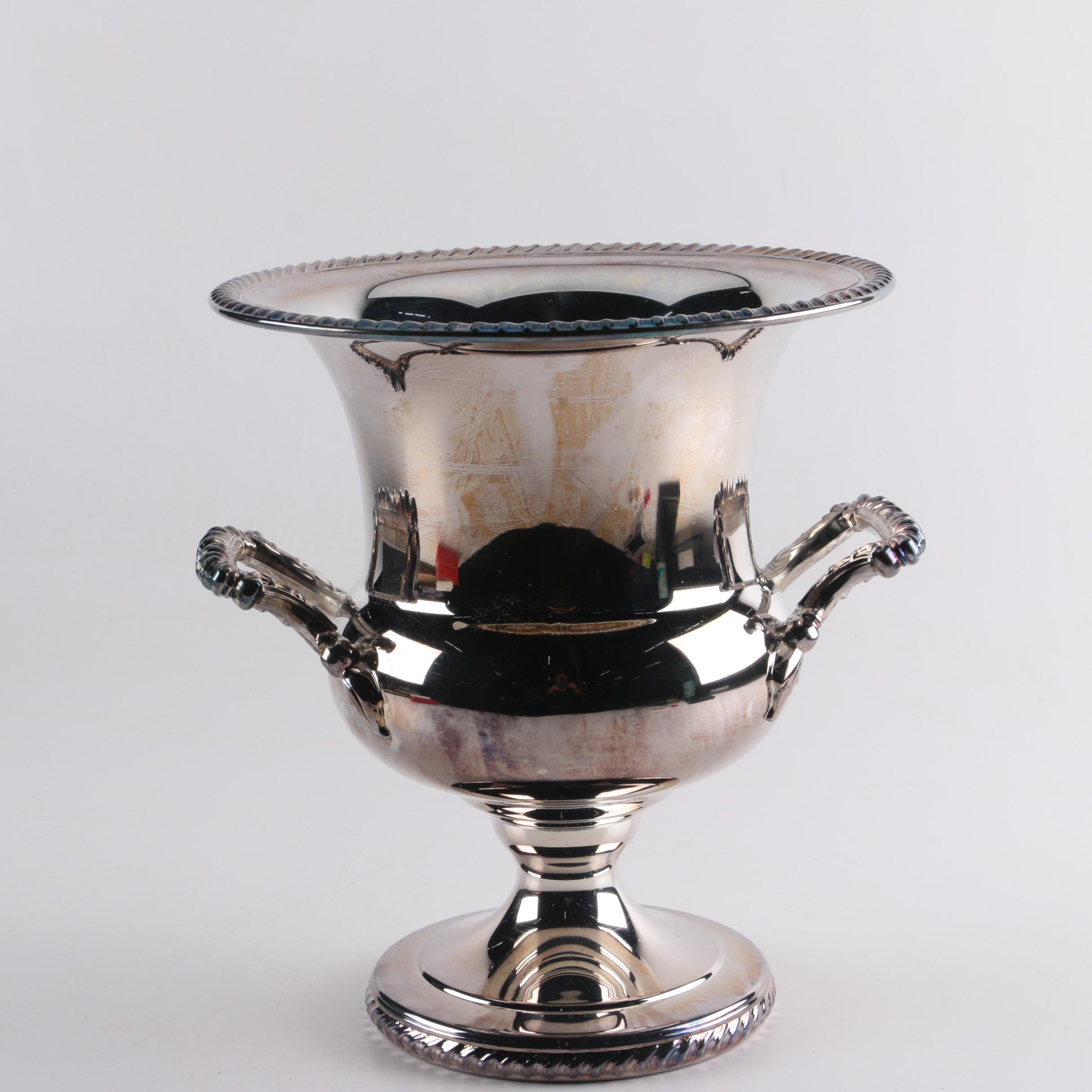 Wm Rogers Silver Plate Champagne Cooler, Nachtmann Crystal and Other Barware