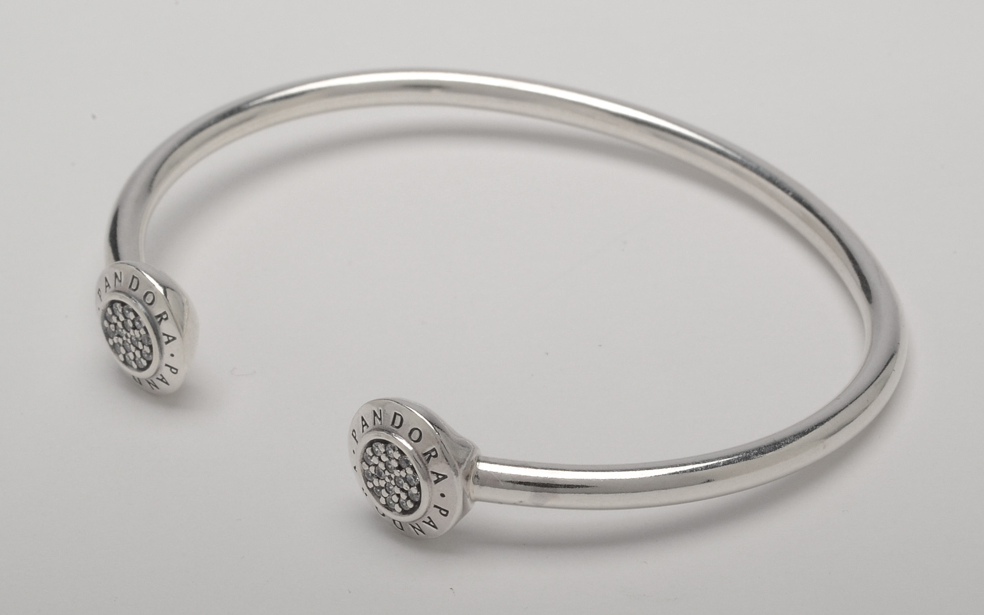 Sterling Silver Pandora 2016 Signature Open Bangle Bracelet with Crystals