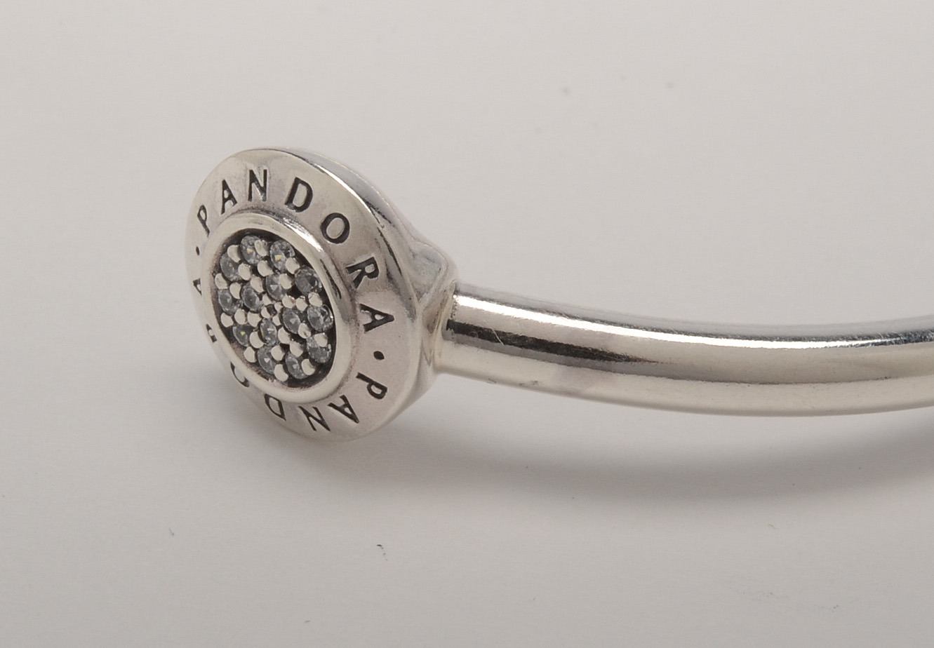 Sterling Silver Pandora 2016 Signature Open Bangle Bracelet with Crystals
