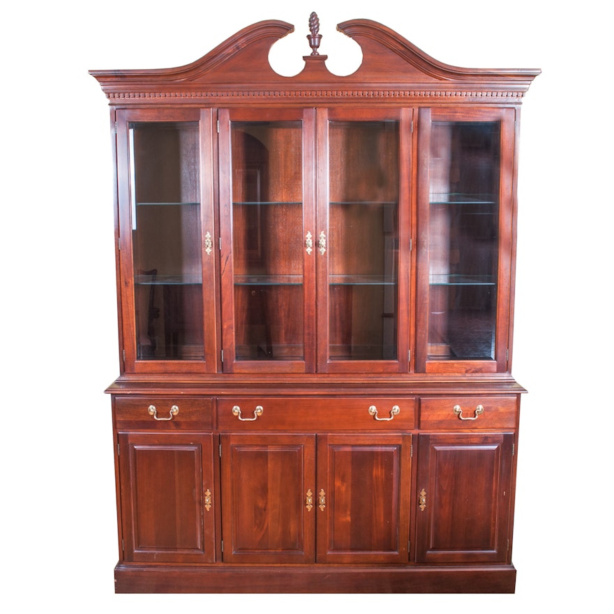 Chippendale Style Mahogany Illuminated Breakfront Cabinet by Wellington Hall