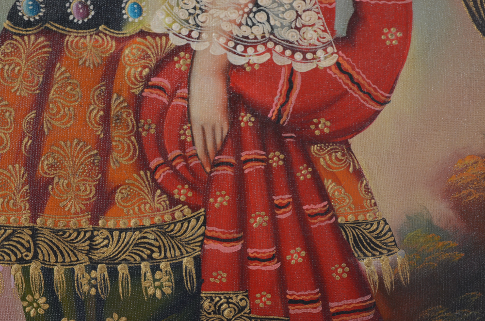 Peruvian School Oil Painting on Canvas of Angel Carrying Flame