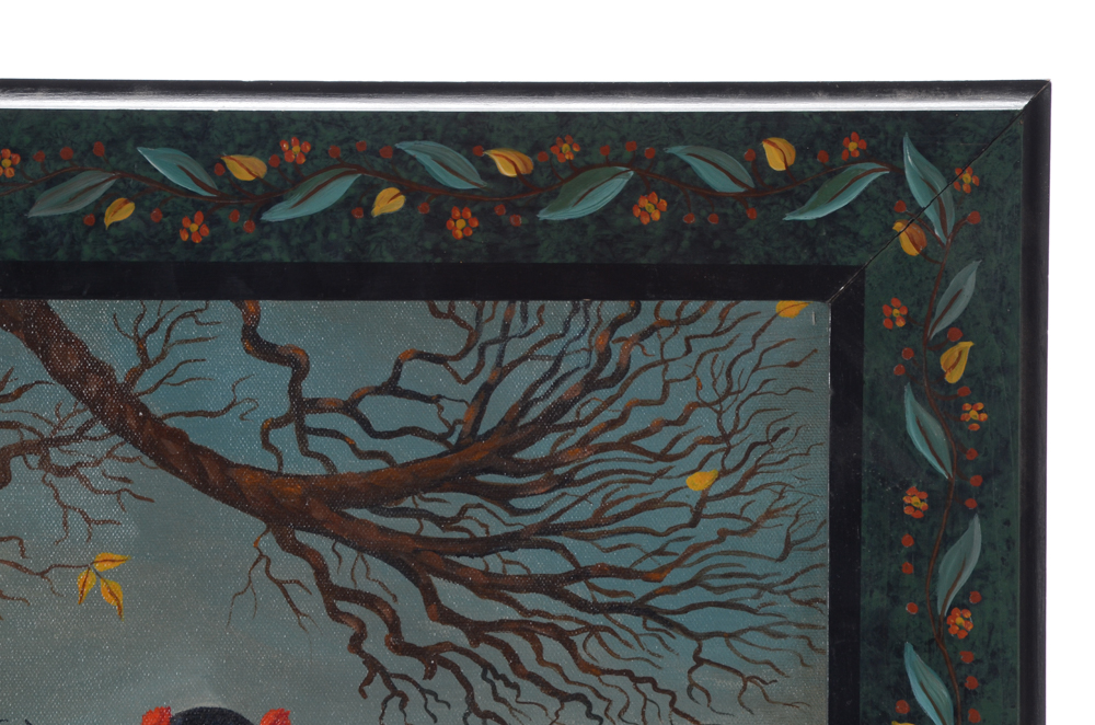 J. Cheney Original Oil Painting "Gathering Nuts"