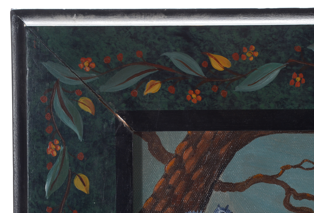 J. Cheney Original Oil Painting "Gathering Nuts"