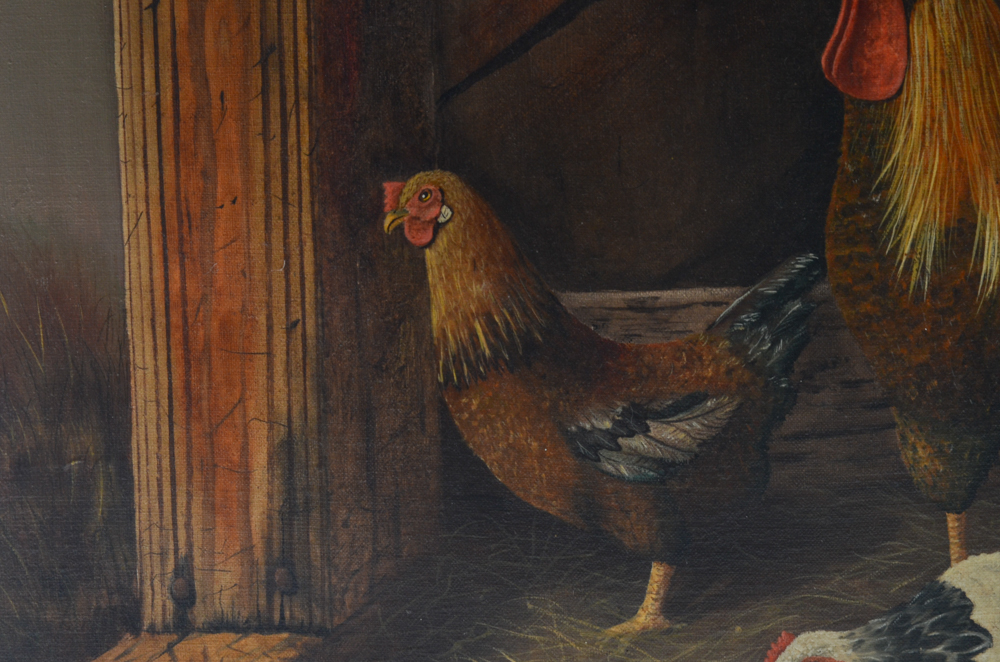 Adkerson Pair of Original Oil Paintings of Chickens