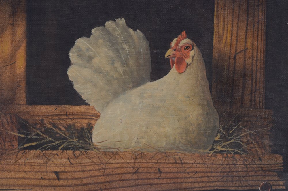 Adkerson Pair of Original Oil Paintings of Chickens