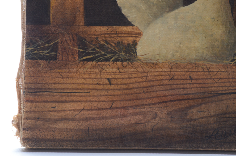 Adkerson Pair of Original Oil Paintings of Chickens