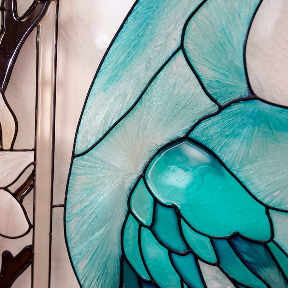 Stained Glass Style Panel with Peacock