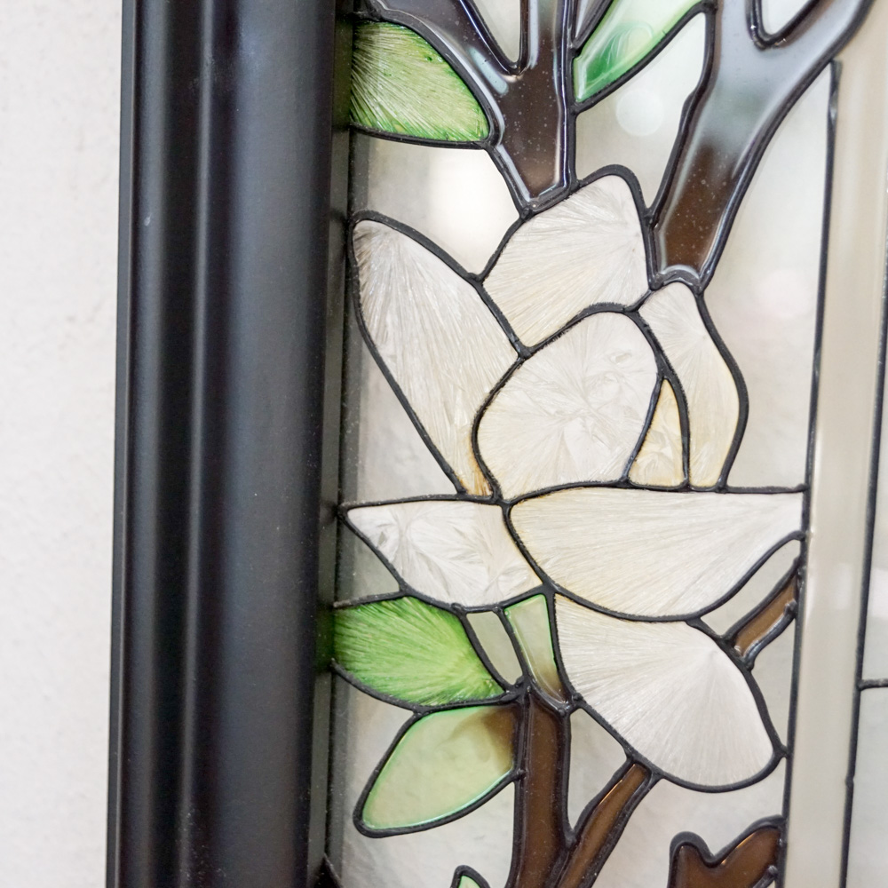 Stained Glass Style Panel with Peacock