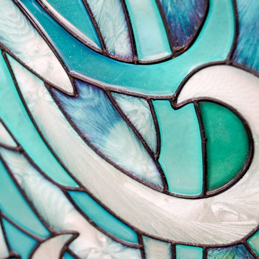 Stained Glass Style Panel with Peacock