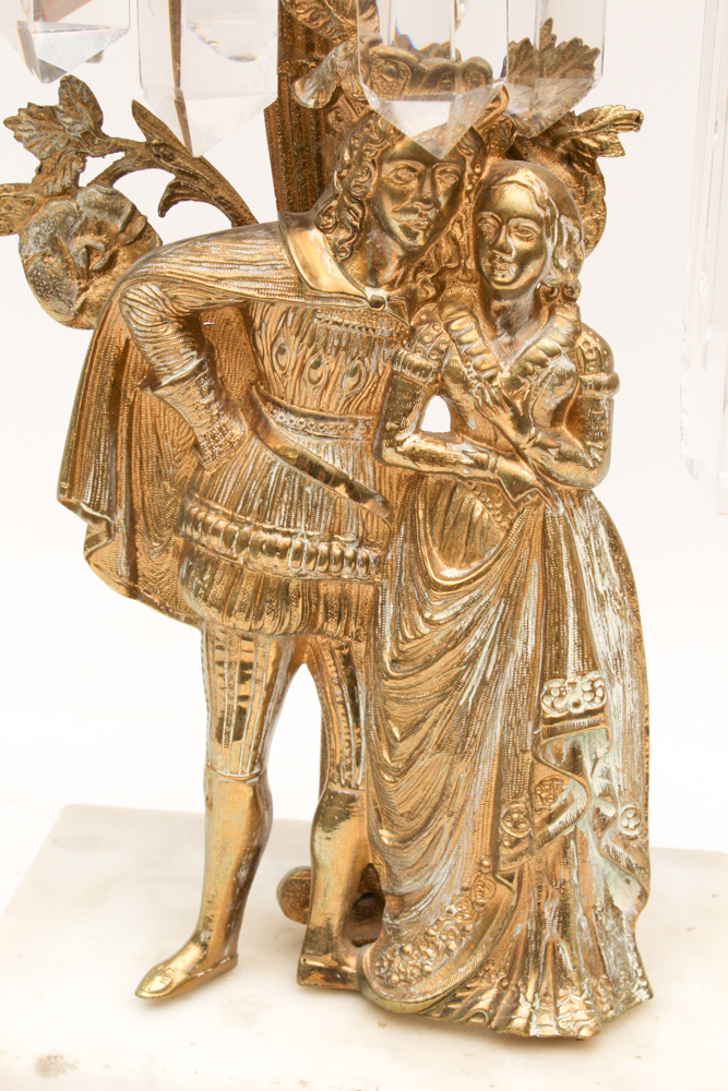 Antique “Elizabethan Man and Woman” Girandole and Candlesticks