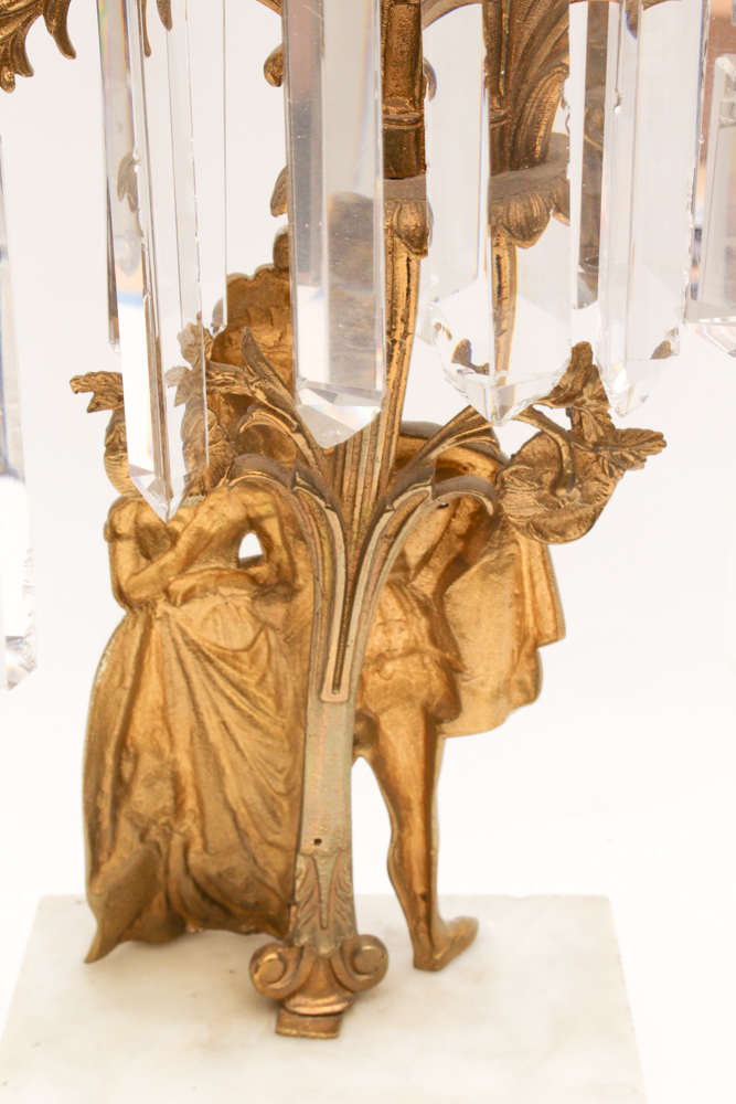 Antique “Elizabethan Man and Woman” Girandole and Candlesticks