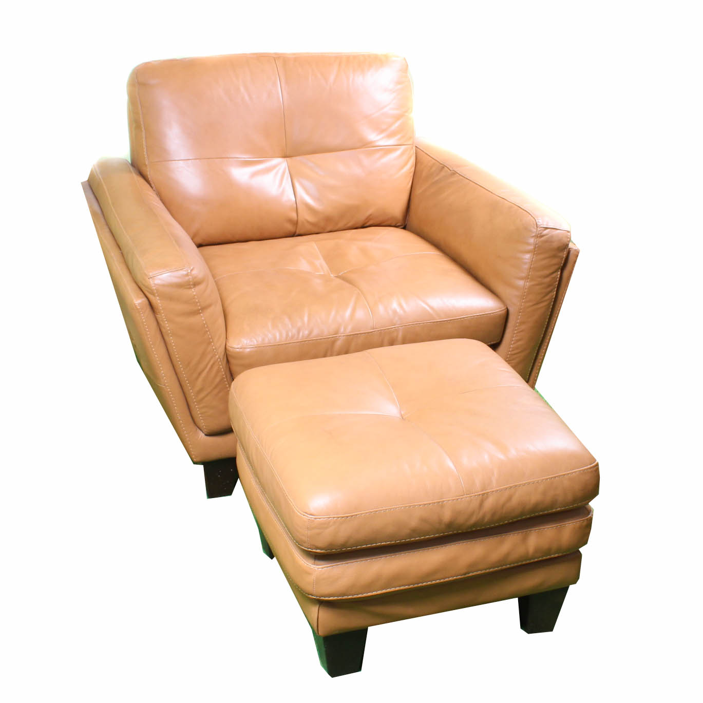 Italian Leather Lounge Chair with Ottoman by Soft Line S.P.A. EBTH