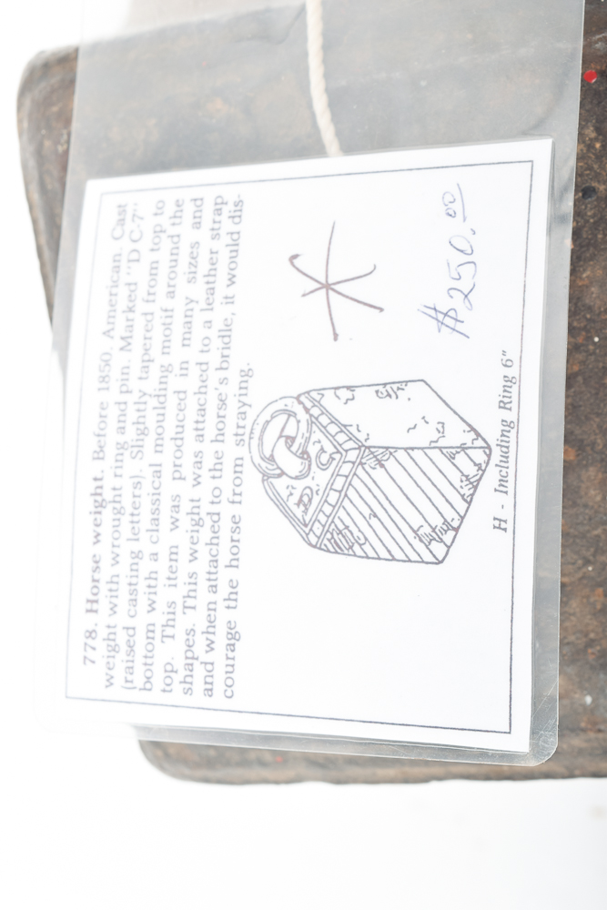 Antique Horse Tether Weight Mounted on Wood Plinth