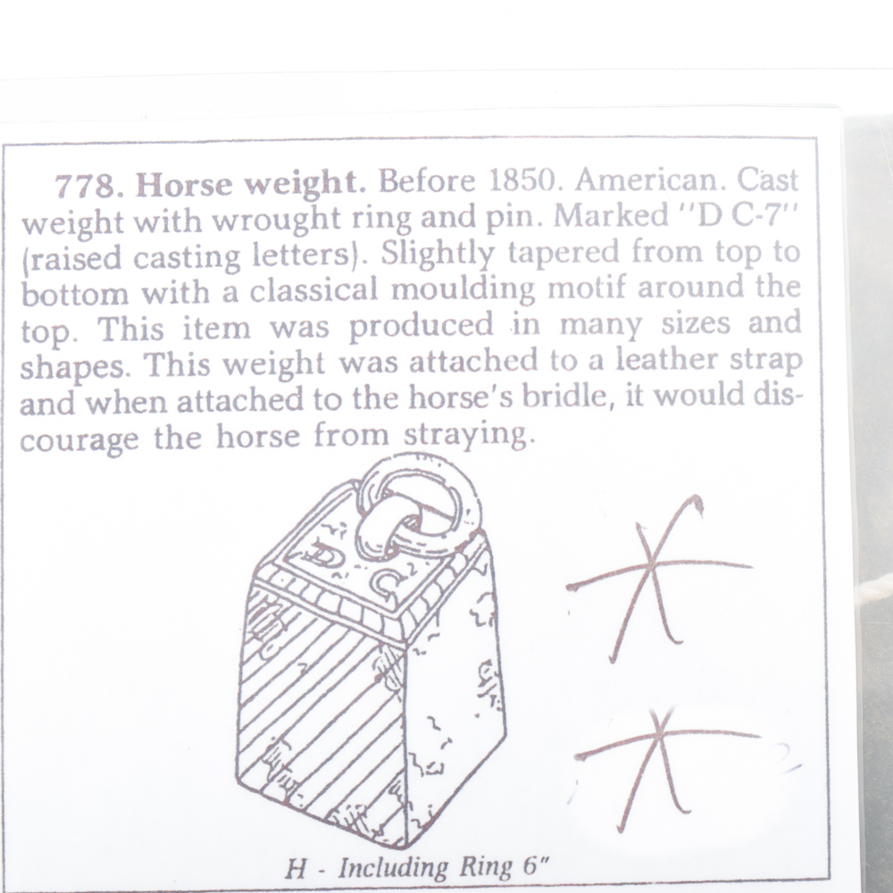 Antique Horse Tether Weight Mounted on Wood Plinth