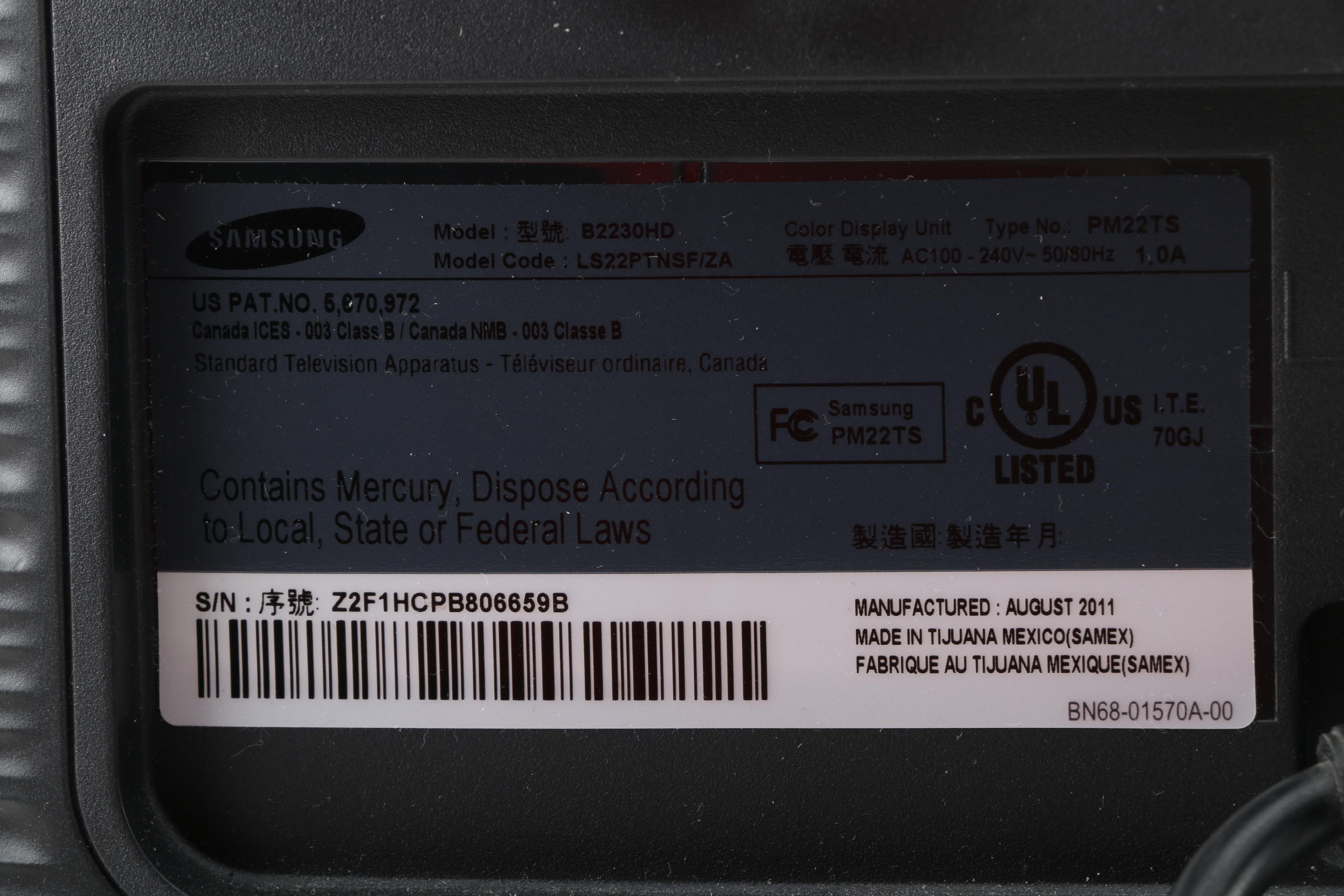 Samsung 21" Flat Screen Television